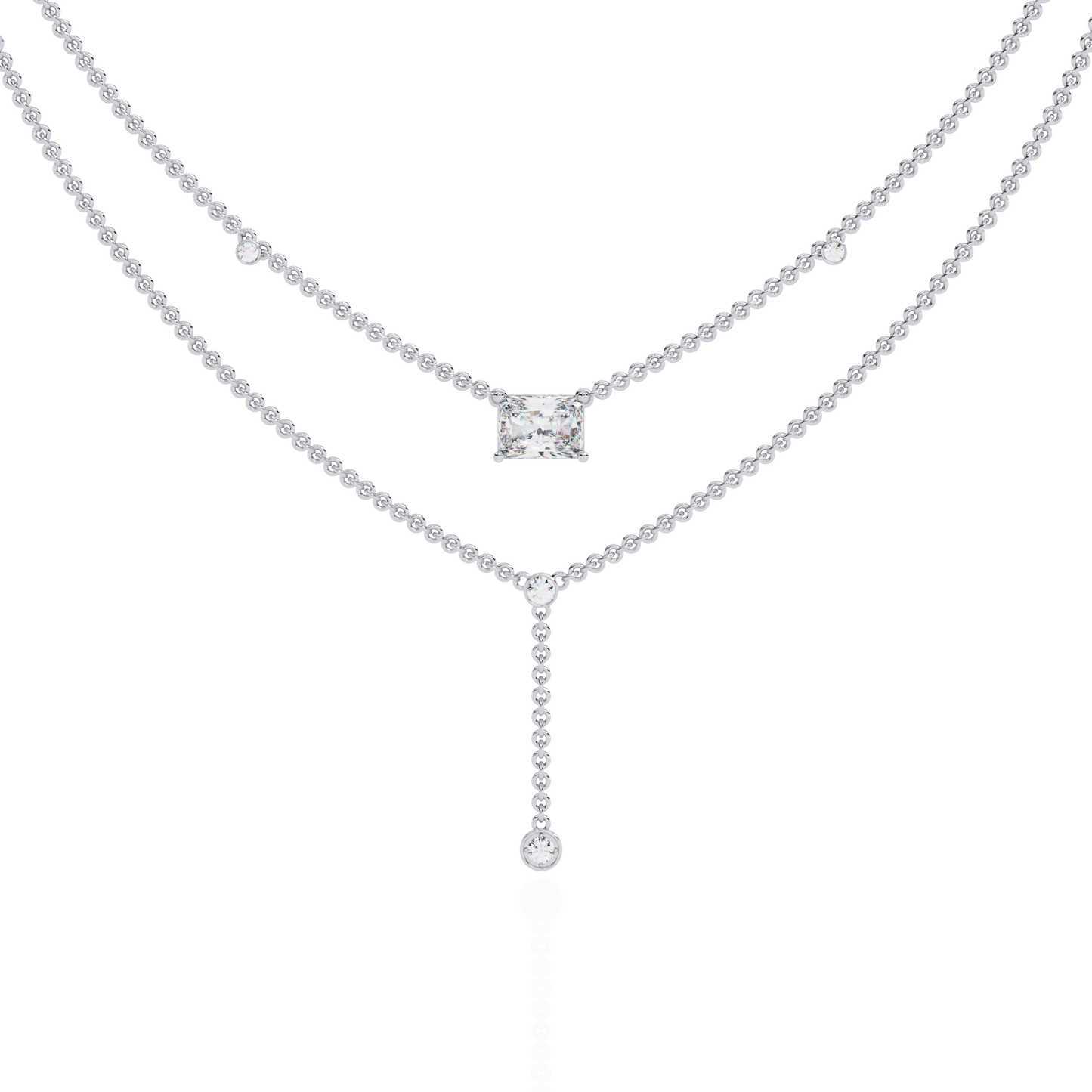 Zena – Radiant Cut Drop Diamond Necklace
