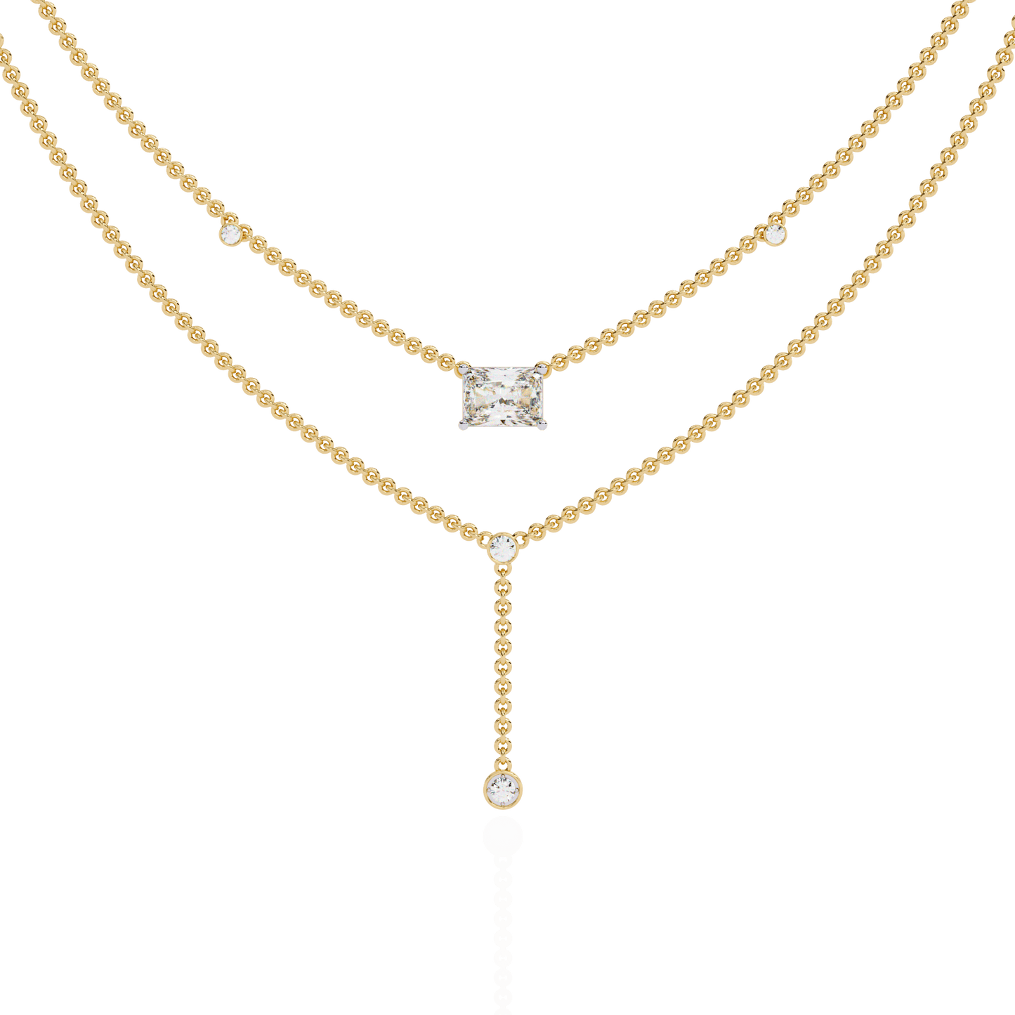 Zena – Radiant Cut Drop Diamond Necklace
