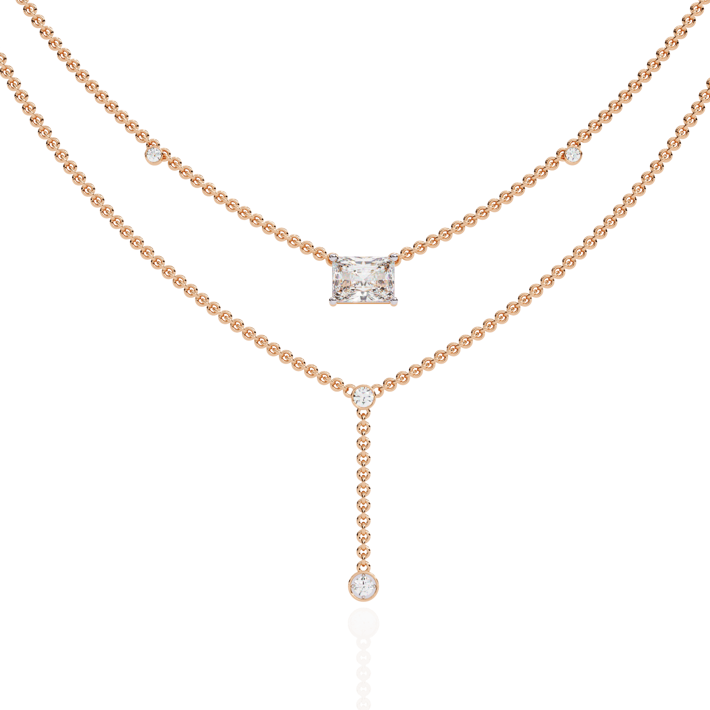 Zena – Radiant Cut Drop Diamond Necklace