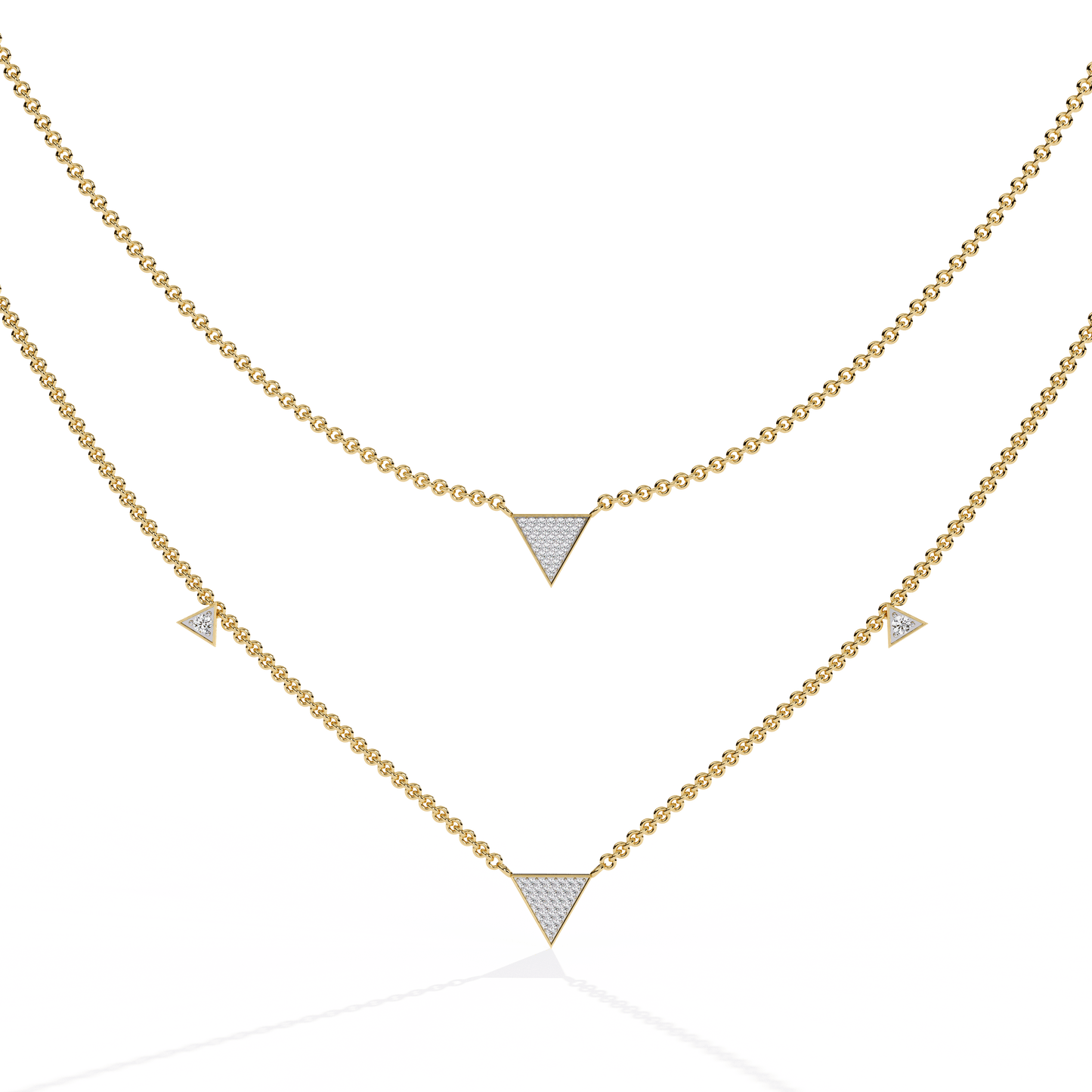 Mishita — Twin Triangle Motif Diamond Necklace