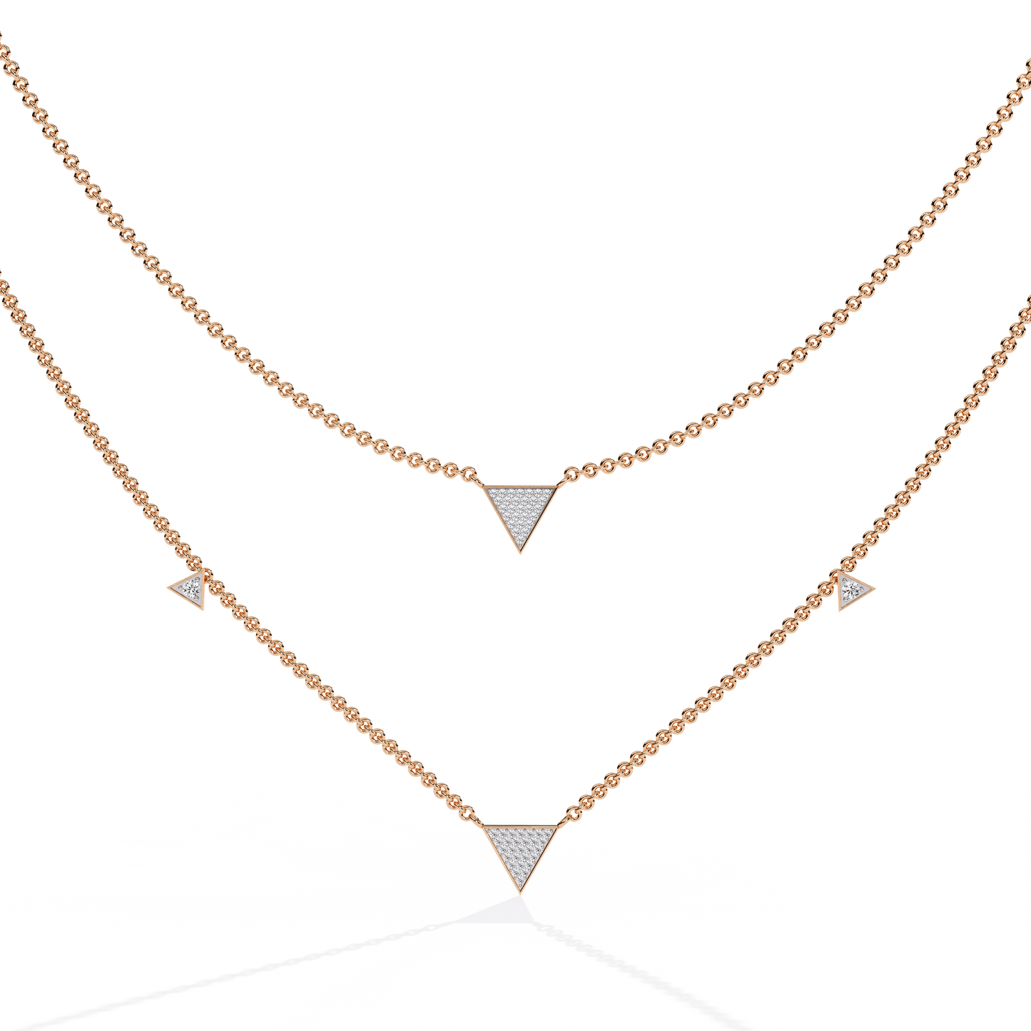 Mishita — Twin Triangle Motif Diamond Necklace