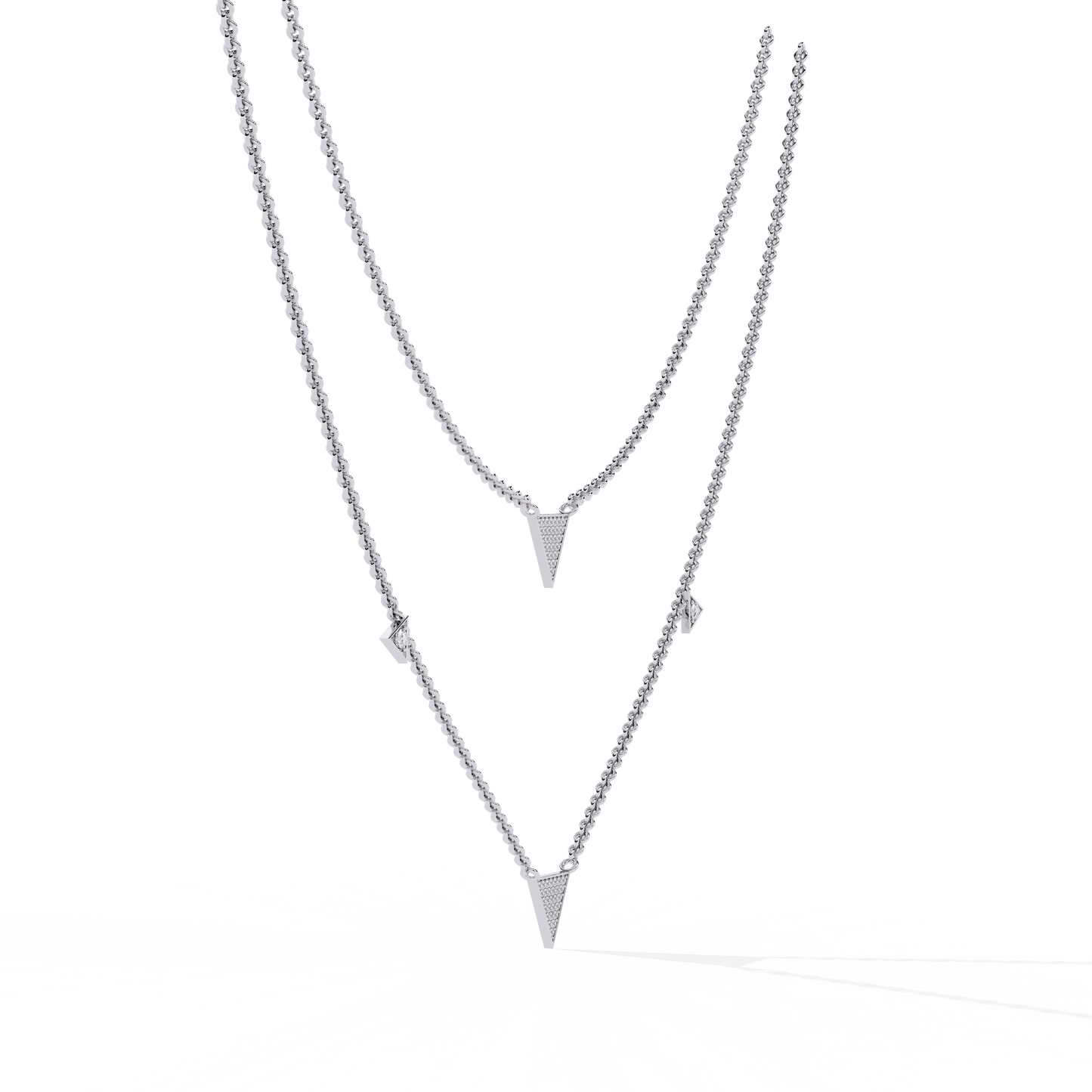 Mishita — Twin Triangle Motif Diamond Necklace