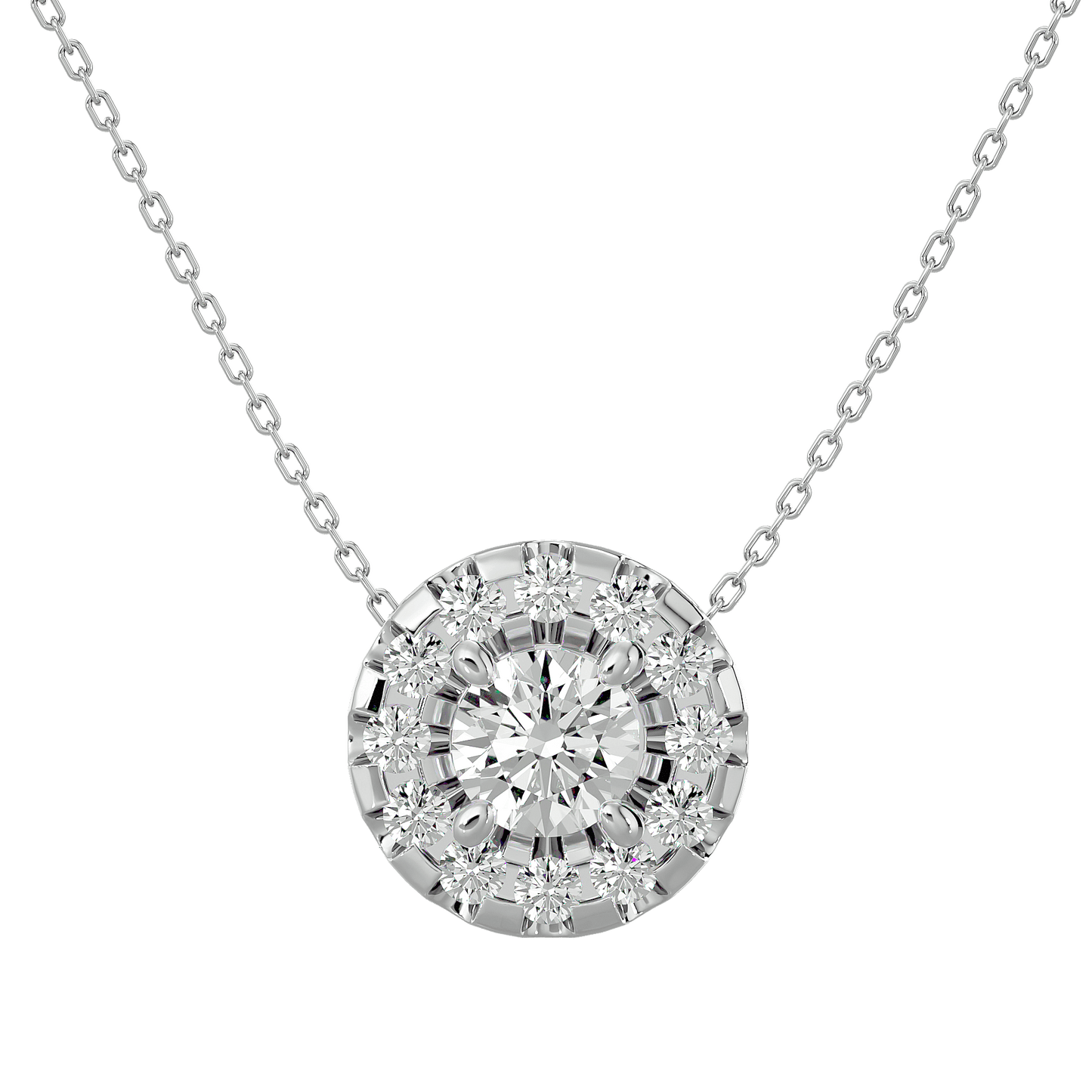 Dalia – Spaced Halo Diamond Pendant