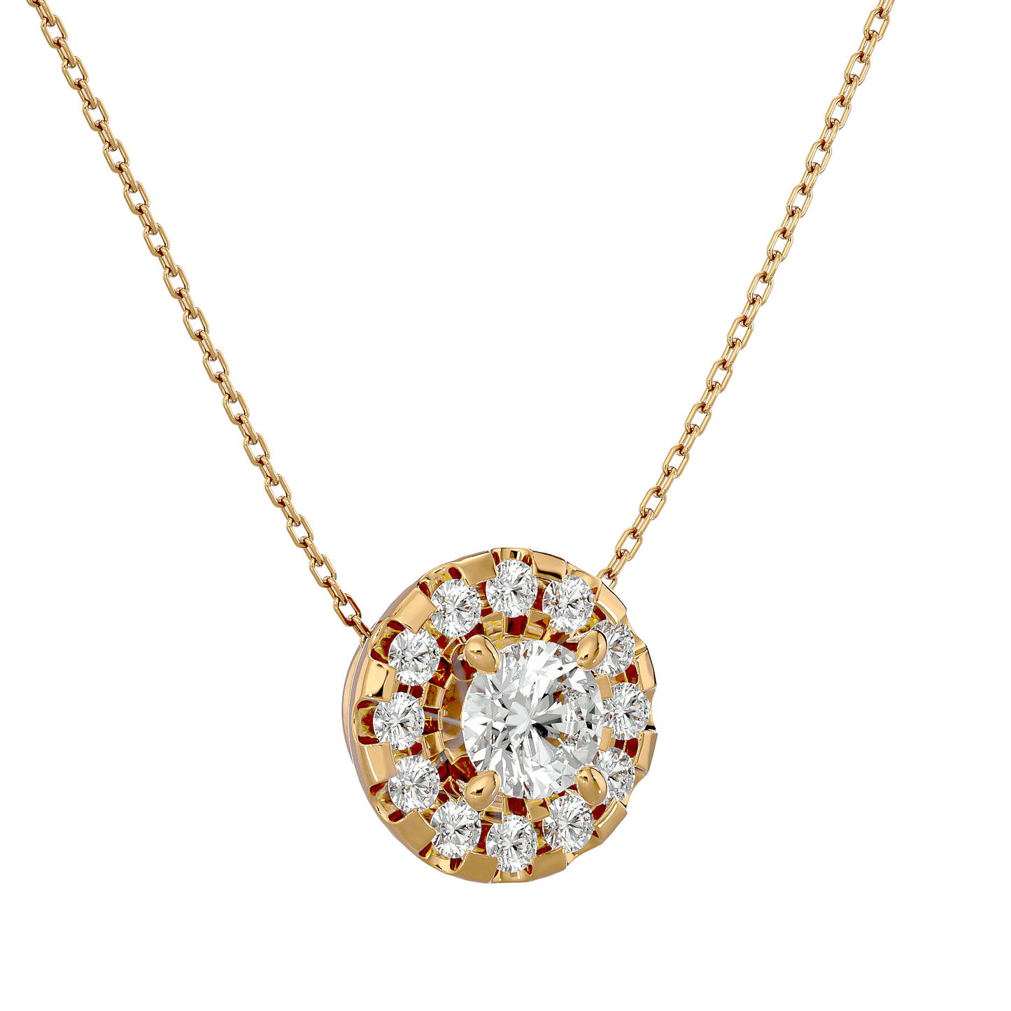 Dalia – Spaced Halo Diamond Pendant