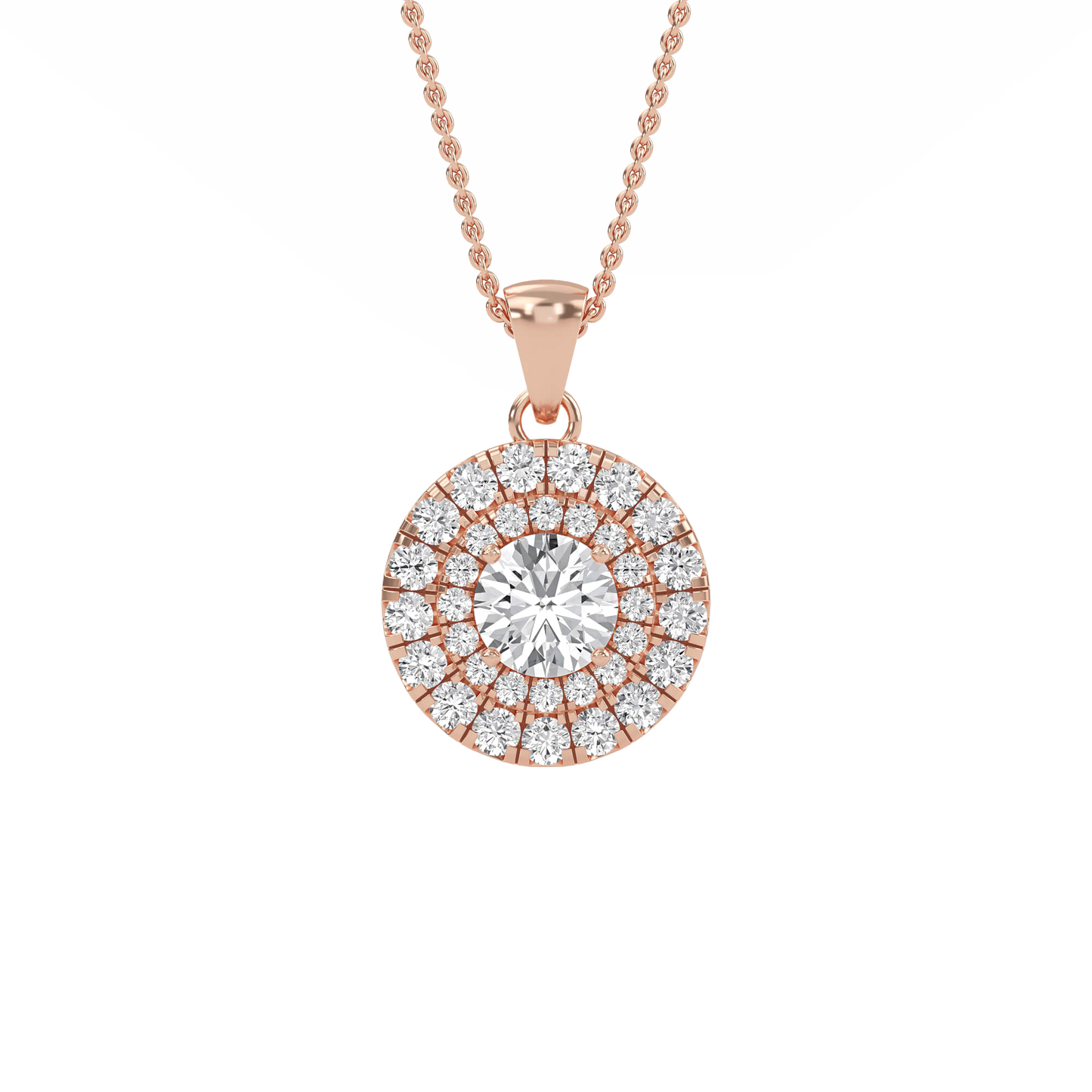 Emily - Round Double Halo Pendant