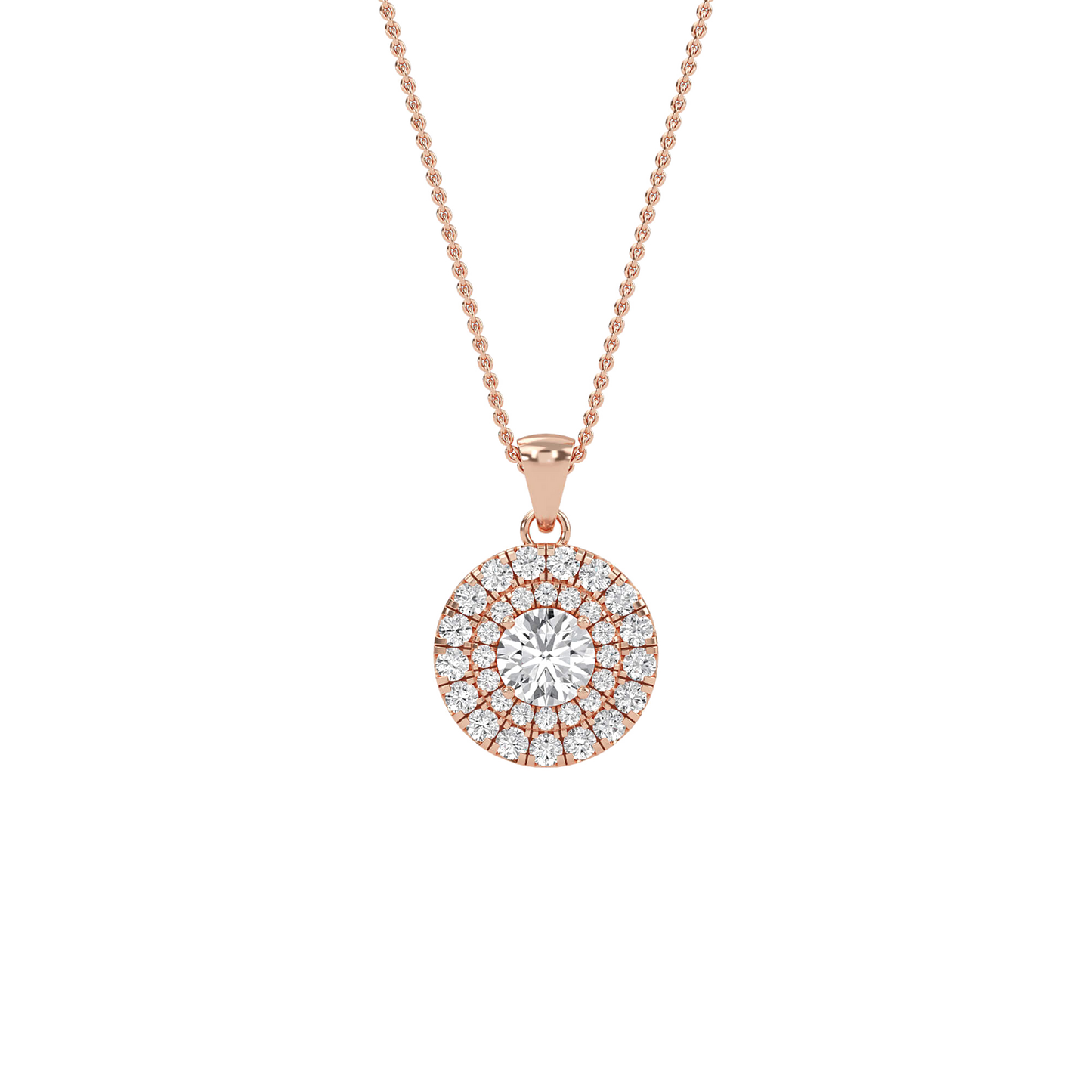 Emily - Round Double Halo Pendant