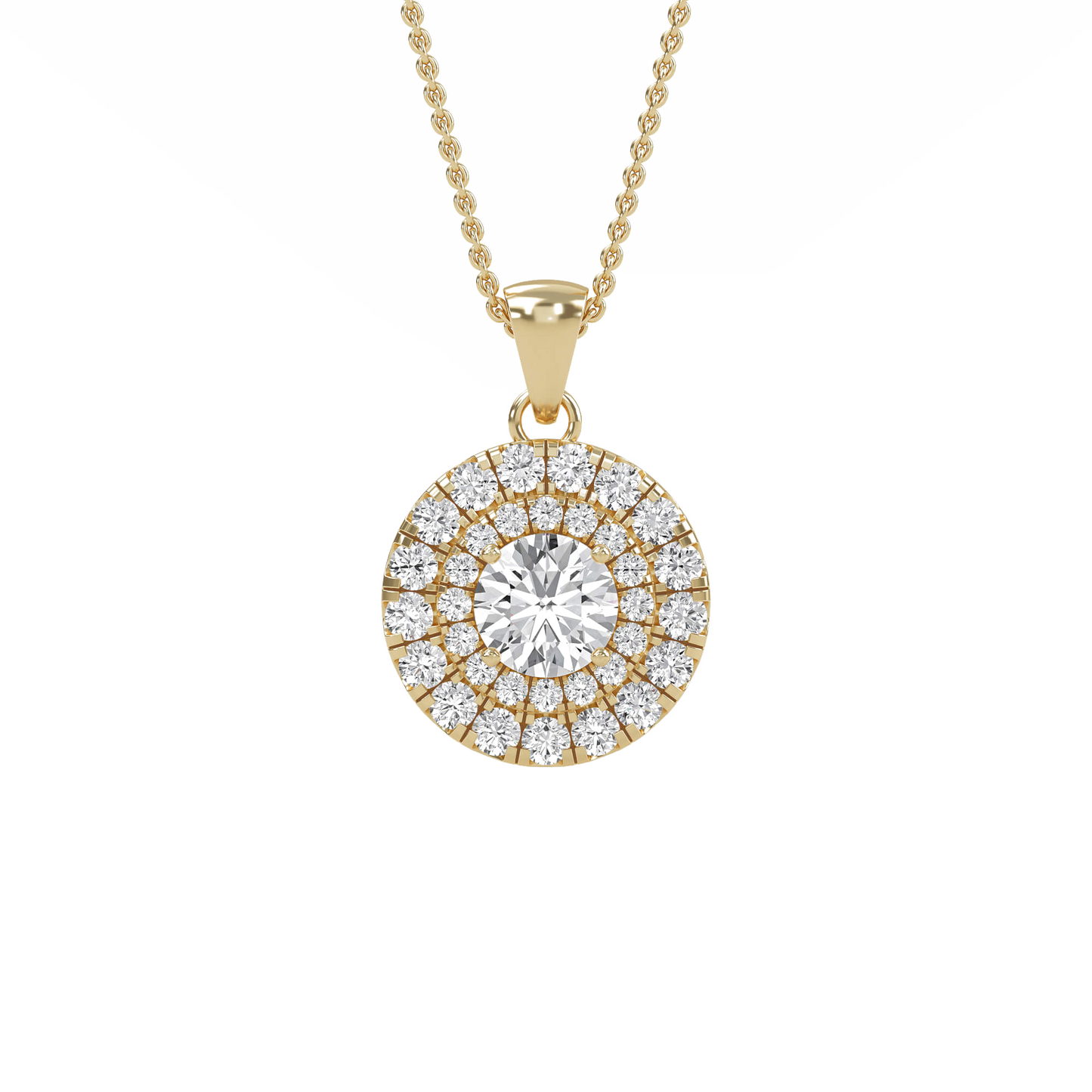 Emily - Round Double Halo Pendant