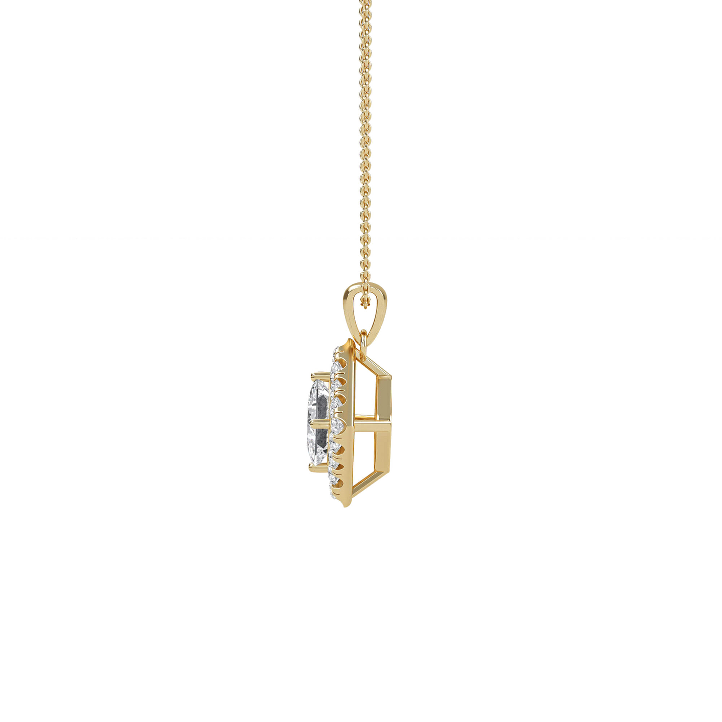 Emma – Princess-Cut Diamond Halo Pendant