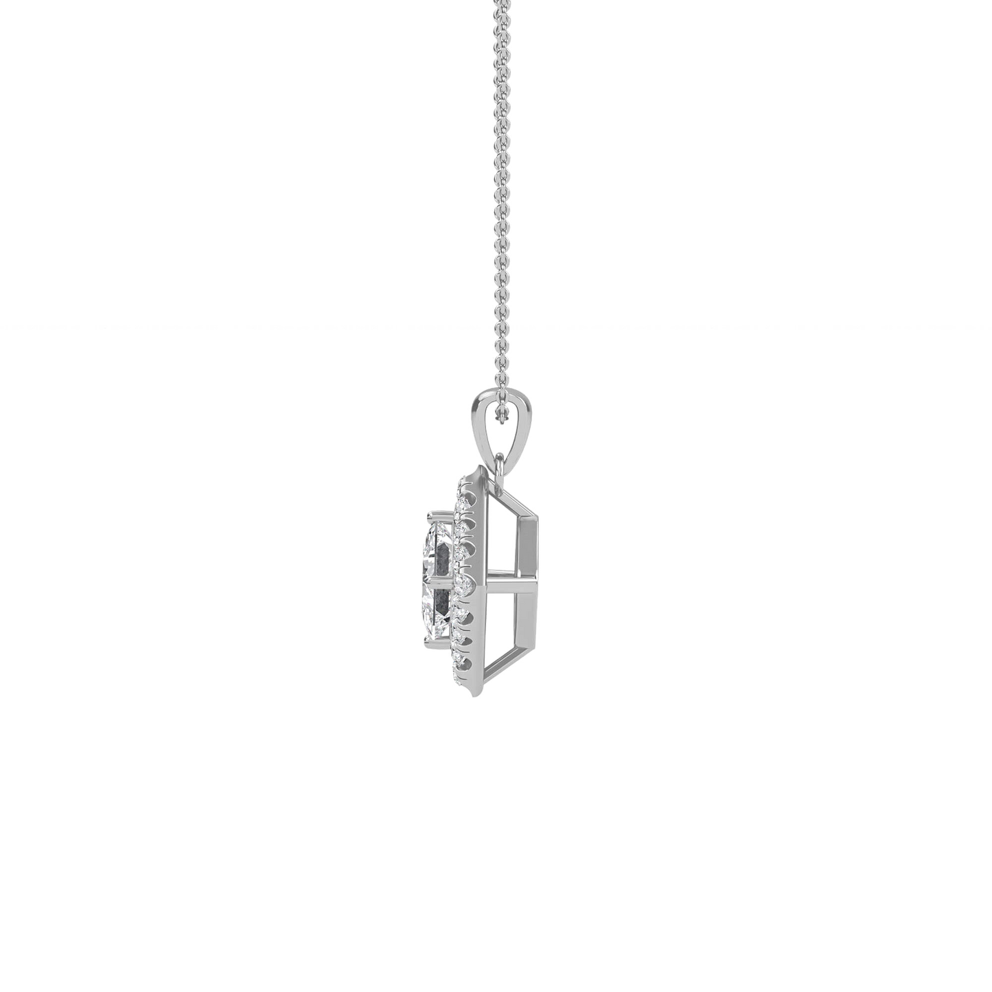 Emma – Princess-Cut Diamond Halo Pendant