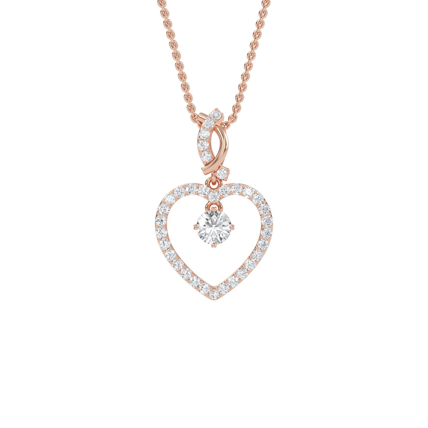 Ida – Solitaire Heart Pendant with Pavé Detailing