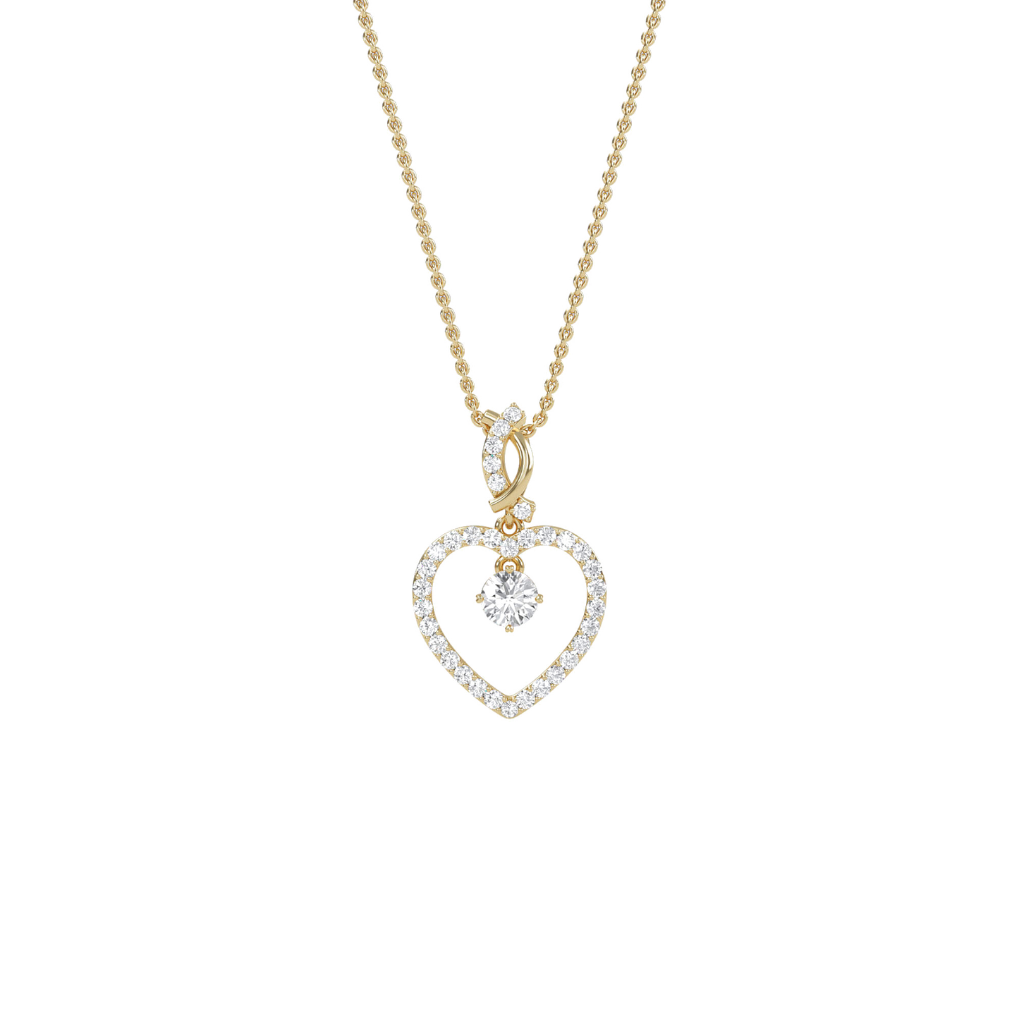 Ida – Solitaire Heart Pendant with Pavé Detailing