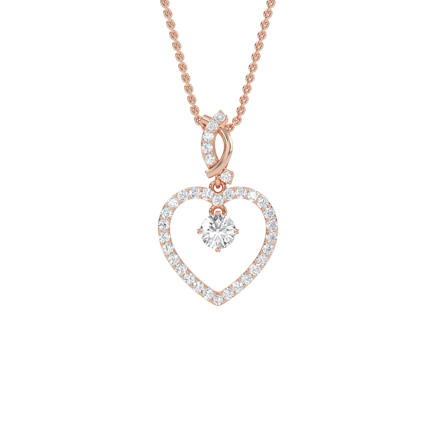 Ida – Solitaire Heart Pendant with Pavé Detailing