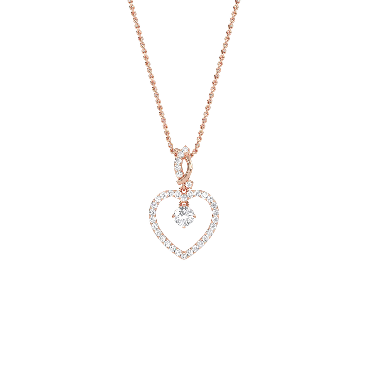 Ida – Solitaire Heart Pendant with Pavé Detailing