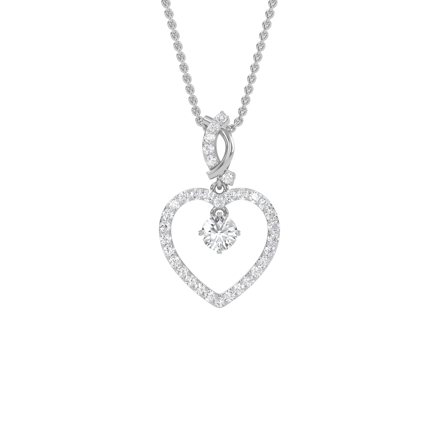 Ida – Solitaire Heart Pendant with Pavé Detailing
