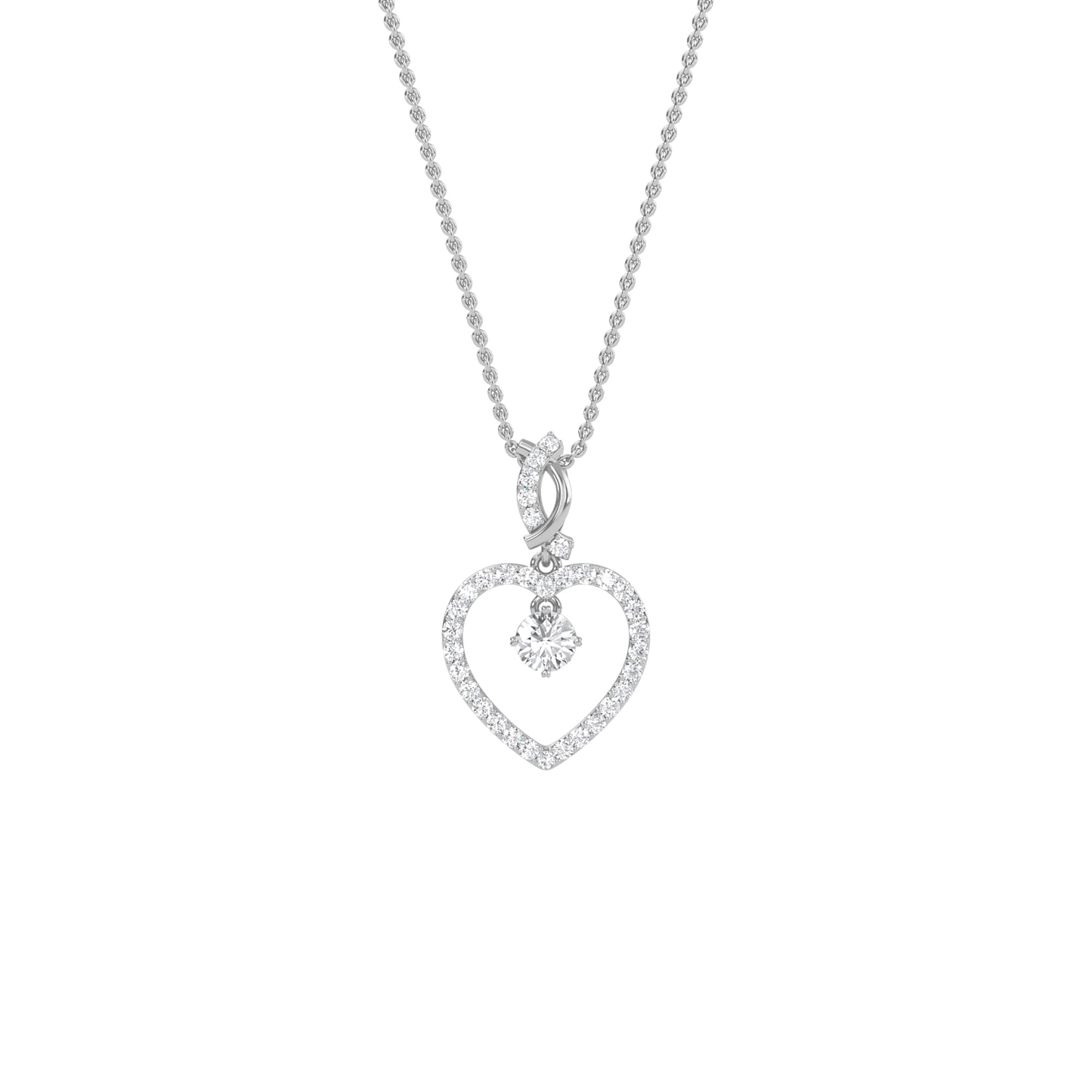 Ida – Solitaire Heart Pendant with Pavé Detailing