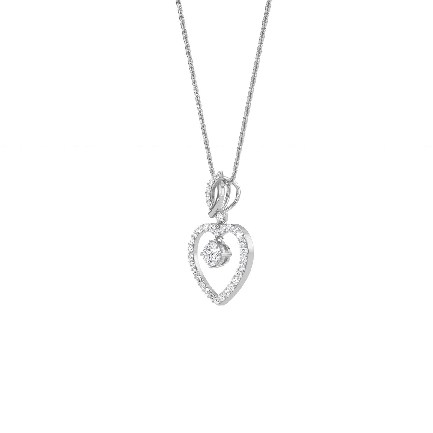 Ida – Solitaire Heart Pendant with Pavé Detailing