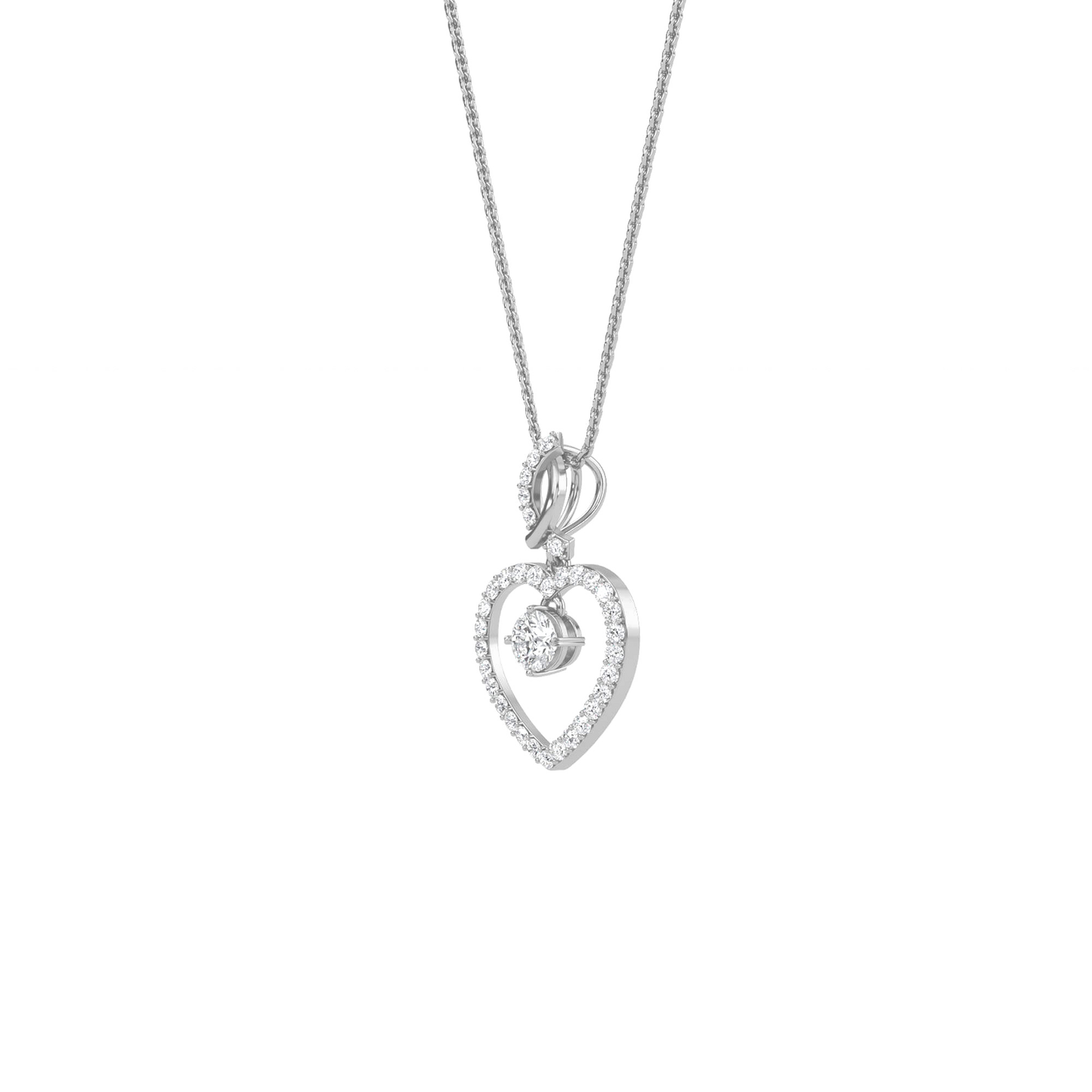 Ida – Solitaire Heart Pendant with Pavé Detailing
