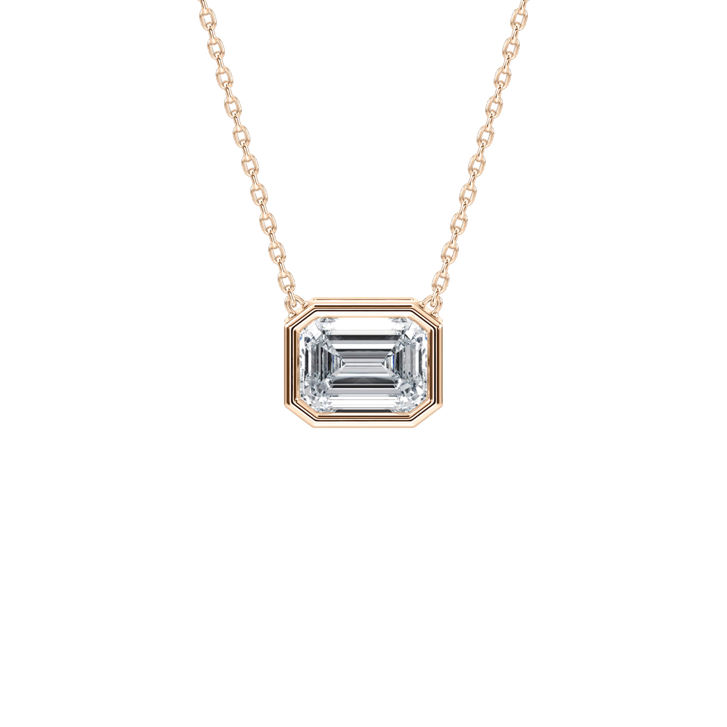 Jaime– Emerald-Cut Bezel Solitaire Pendant
