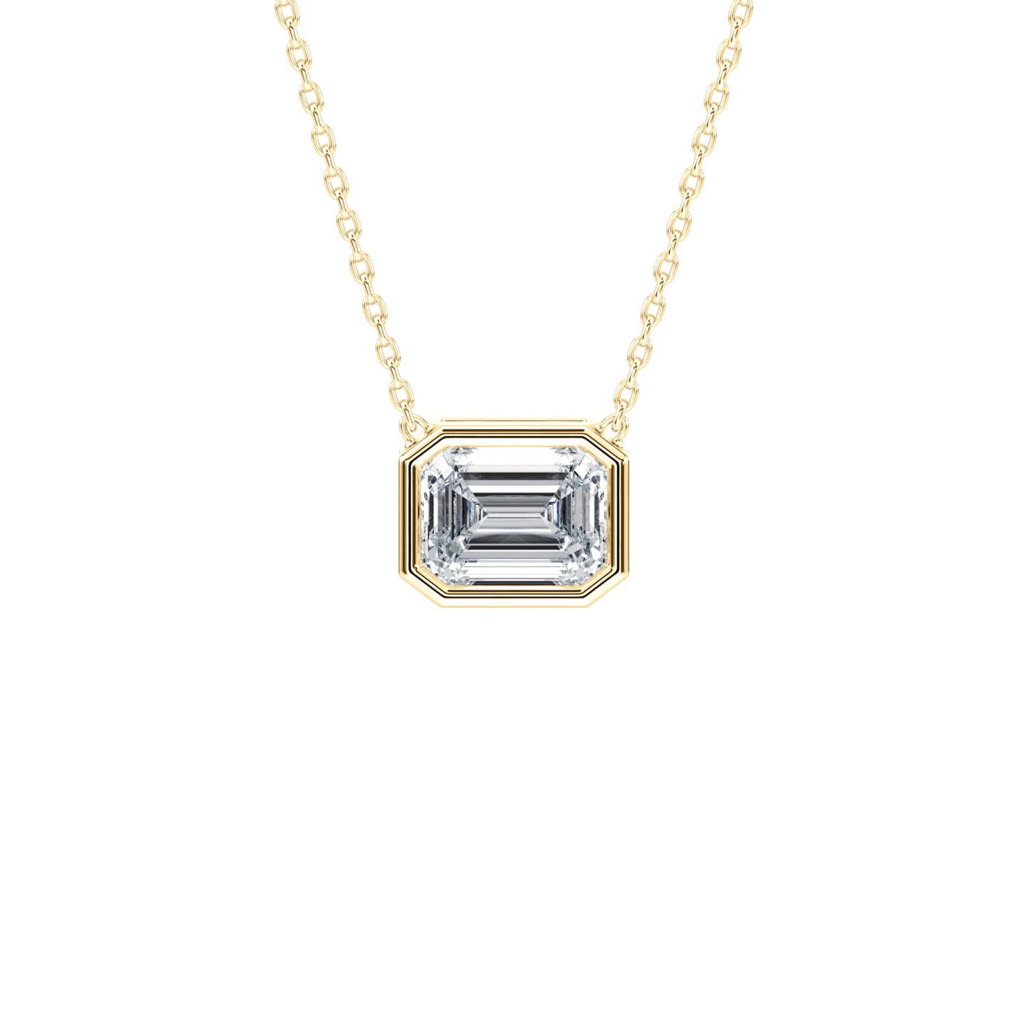 Jaime– Emerald-Cut Bezel Solitaire Pendant