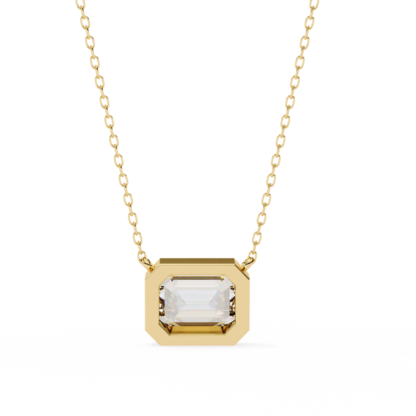 Dana – Bezel-Set Emerald-Cut Diamond Solitaire Pendant