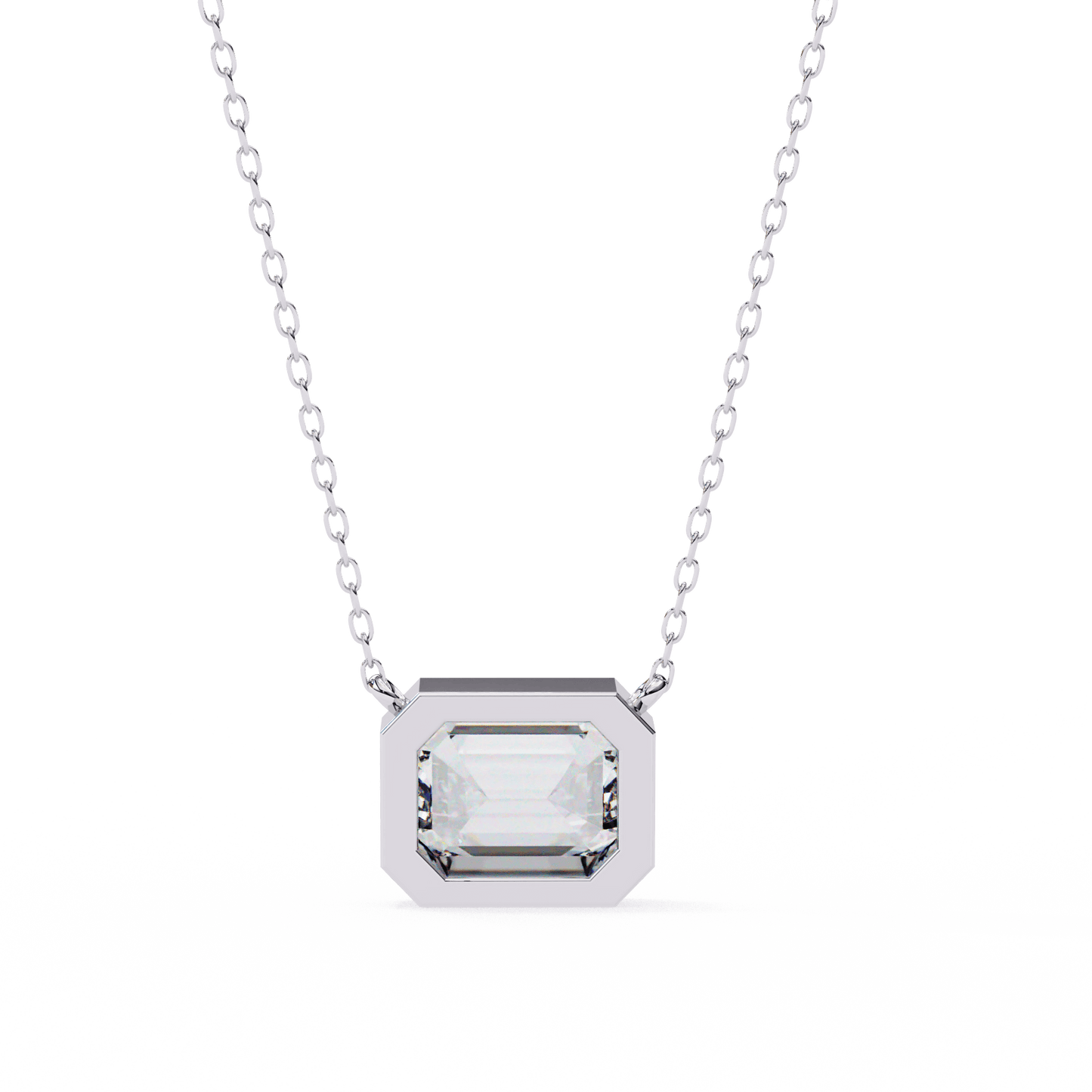 Dana – Bezel-Set Emerald-Cut Diamond Solitaire Pendant