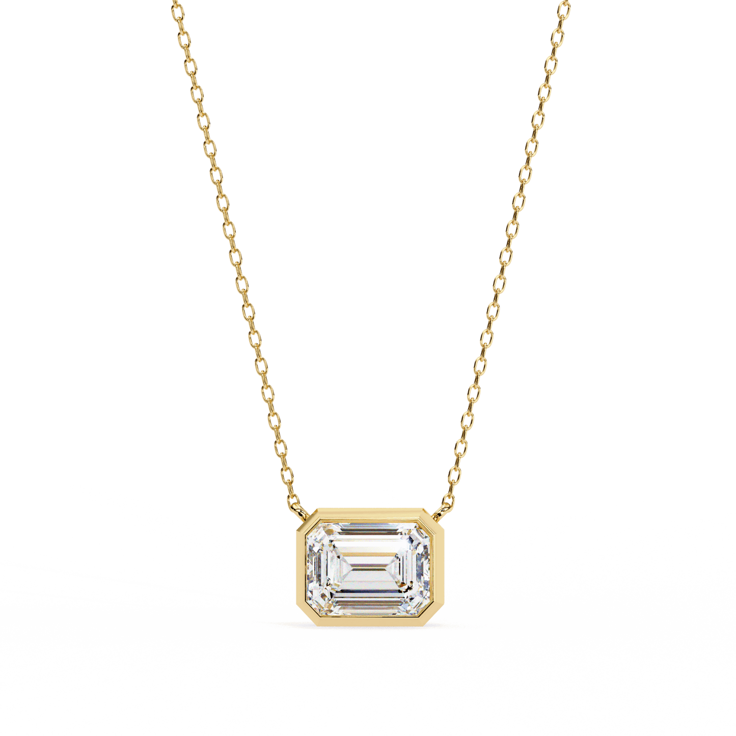 Dana – Bezel-Set Emerald-Cut Diamond Solitaire Pendant