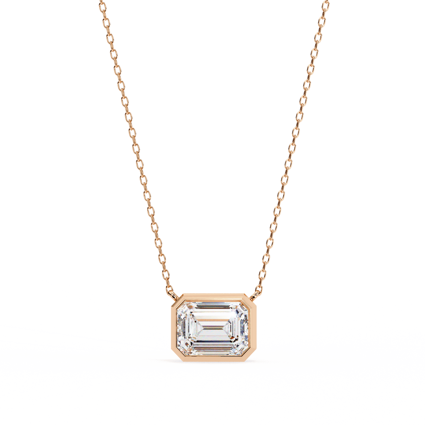 Dana – Bezel-Set Emerald-Cut Diamond Solitaire Pendant