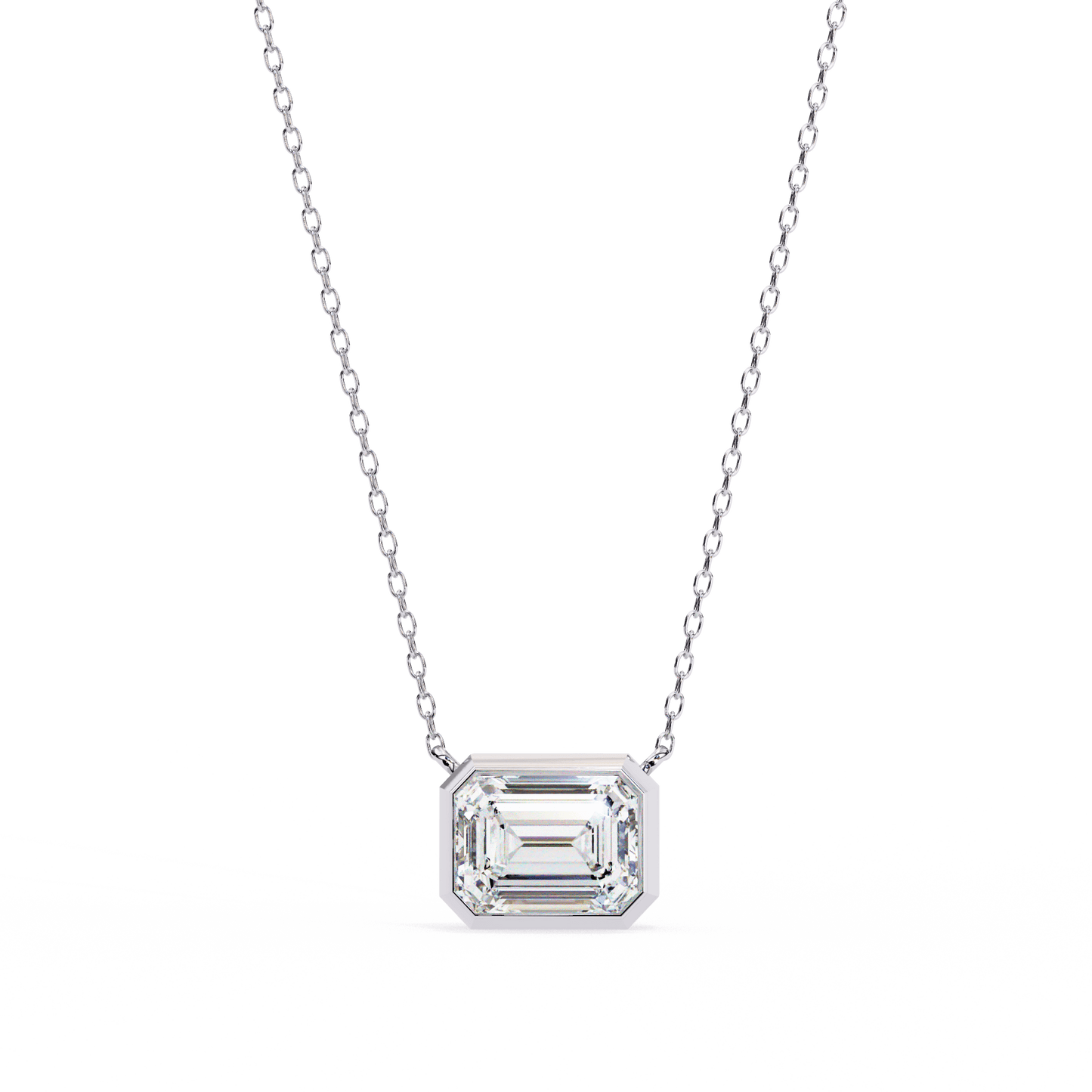 Dana – Bezel-Set Emerald-Cut Diamond Solitaire Pendant