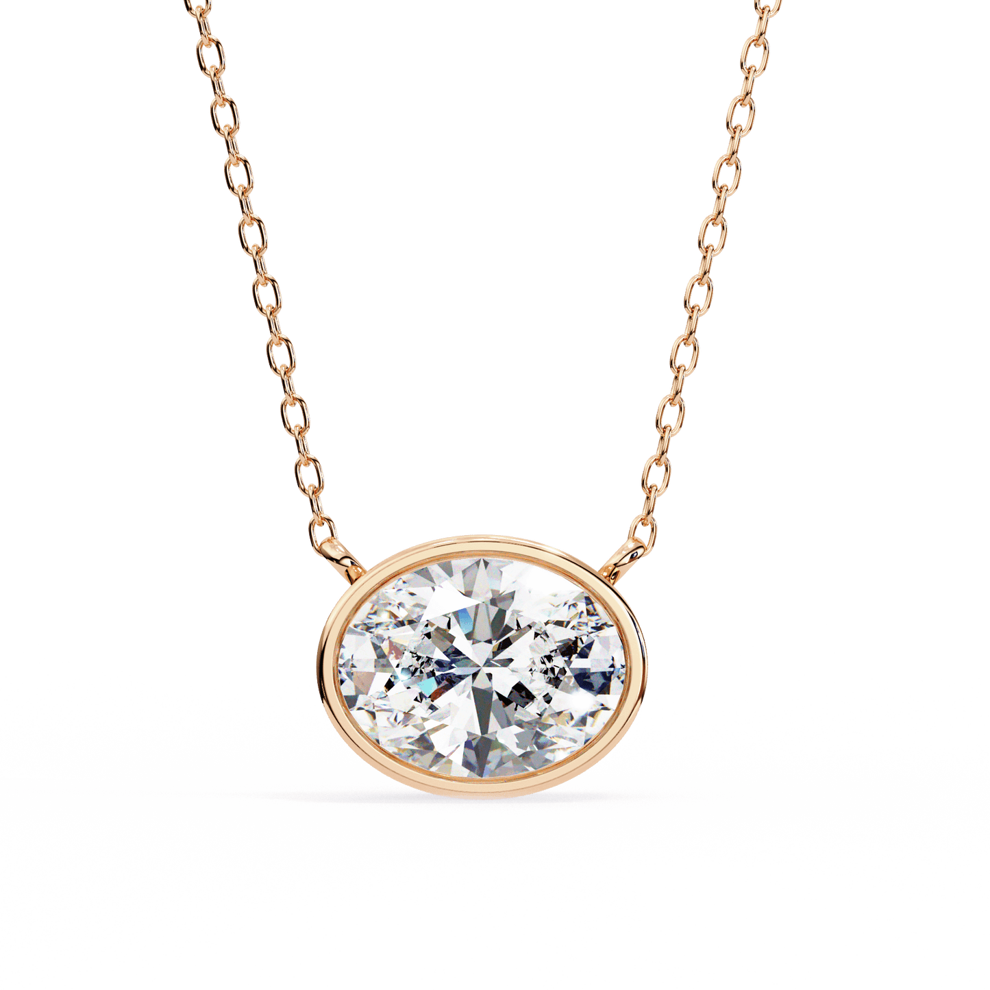Darlene – Bezel-Set Oval-Cut Diamond Solitaire Pendant