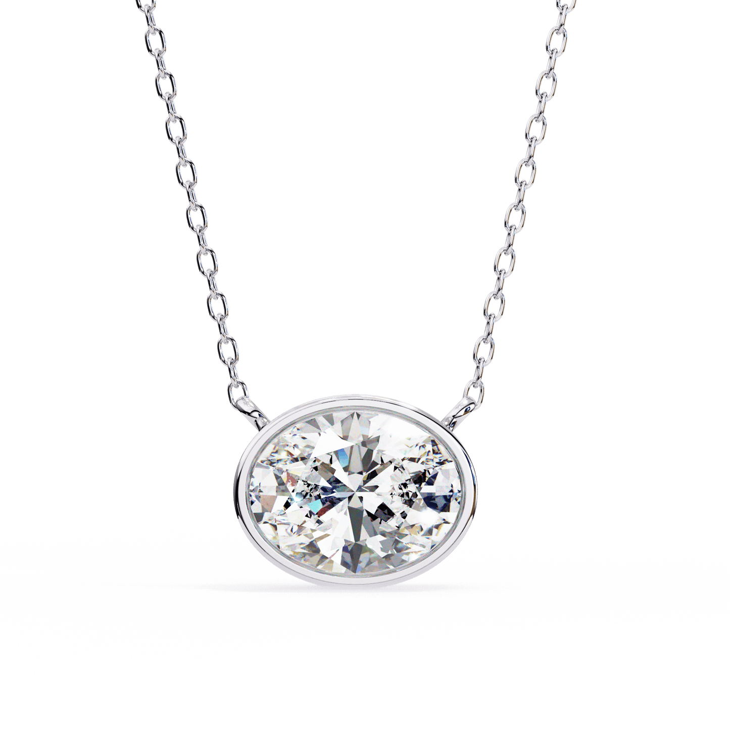 Darlene – Bezel-Set Oval-Cut Diamond Solitaire Pendant