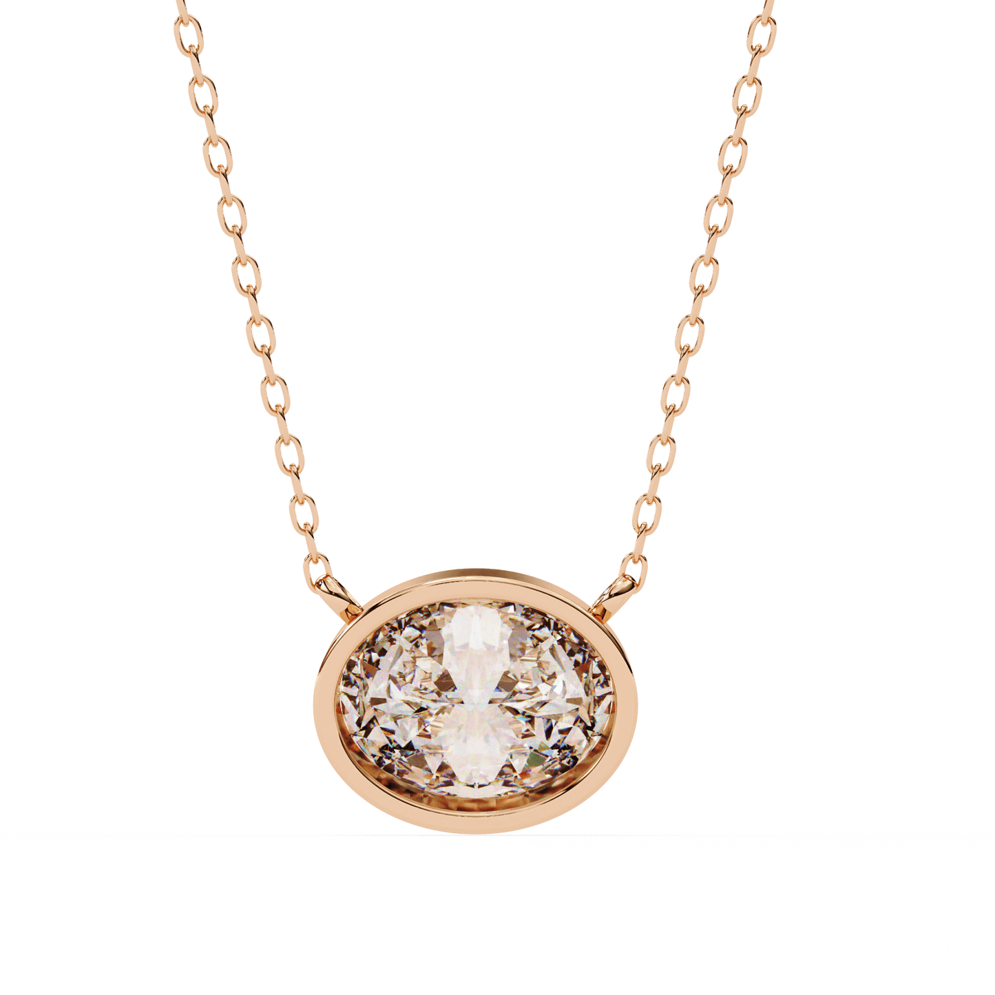 Darlene – Bezel-Set Oval-Cut Diamond Solitaire Pendant