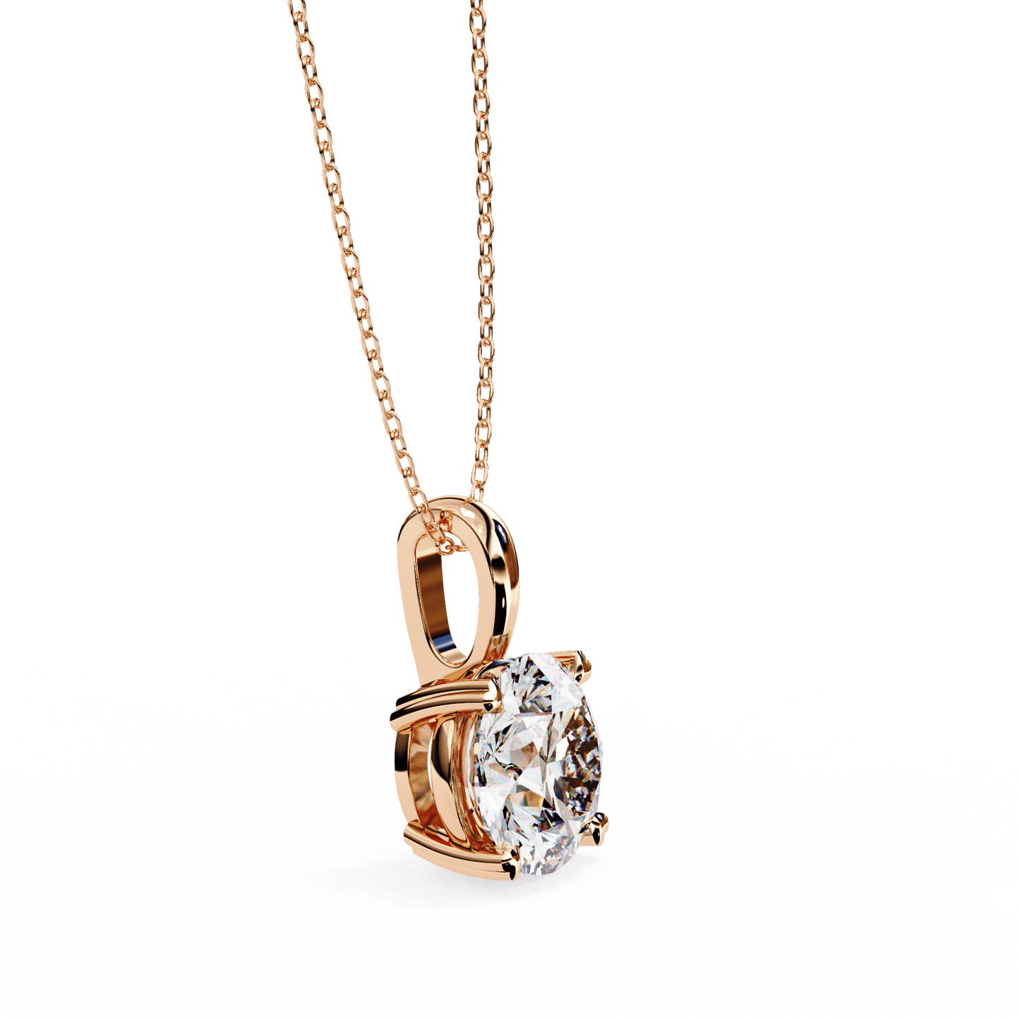 Gloria – Heart-Prong Round Diamond Pendant