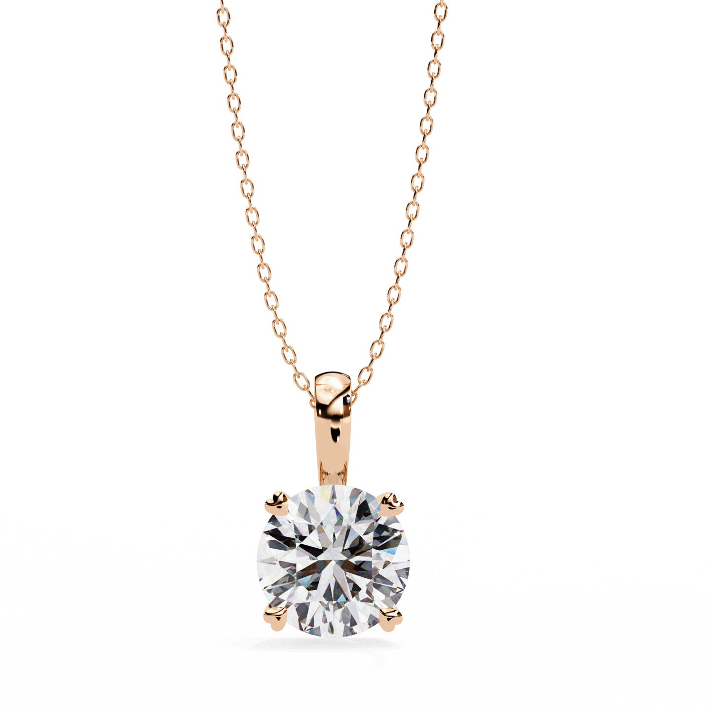 Gloria – Heart-Prong Round Diamond Pendant