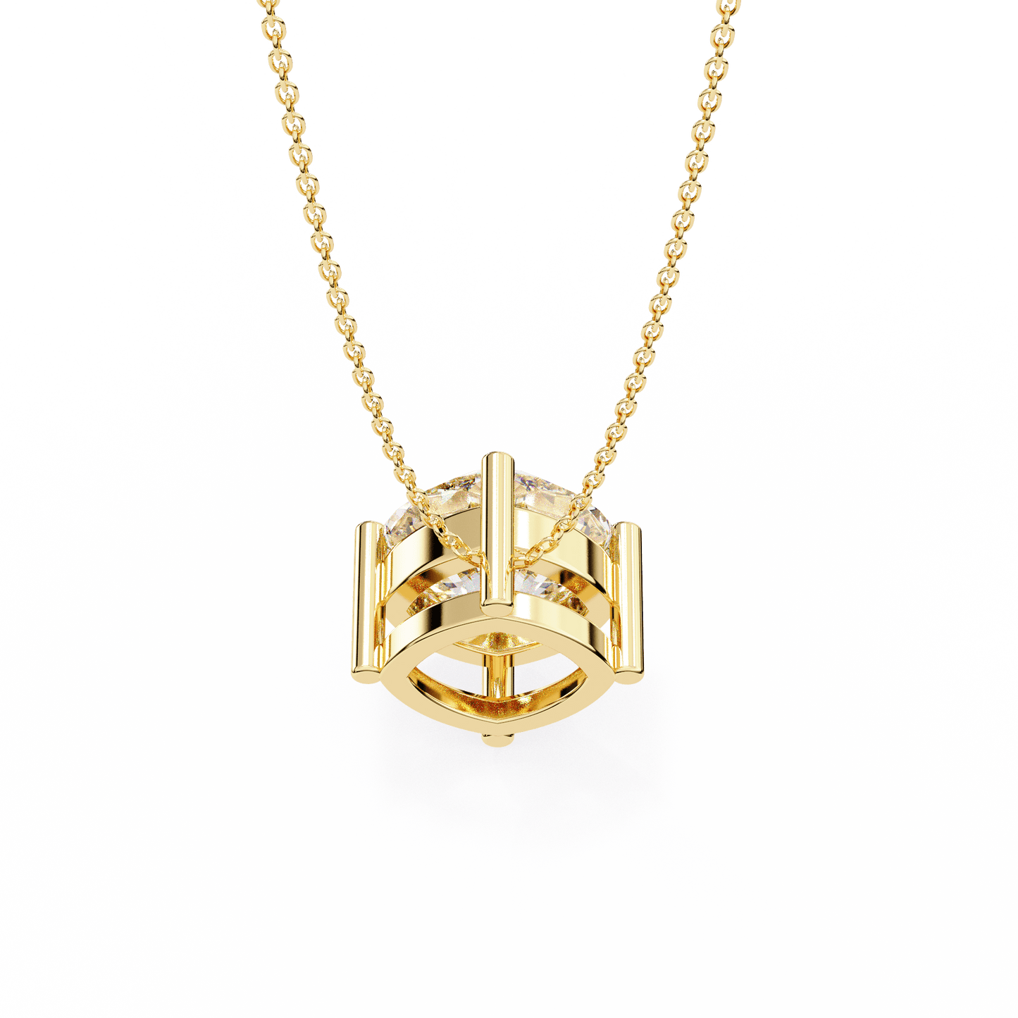 Julia – Compass-Set Cushion Solitaire Pendant
