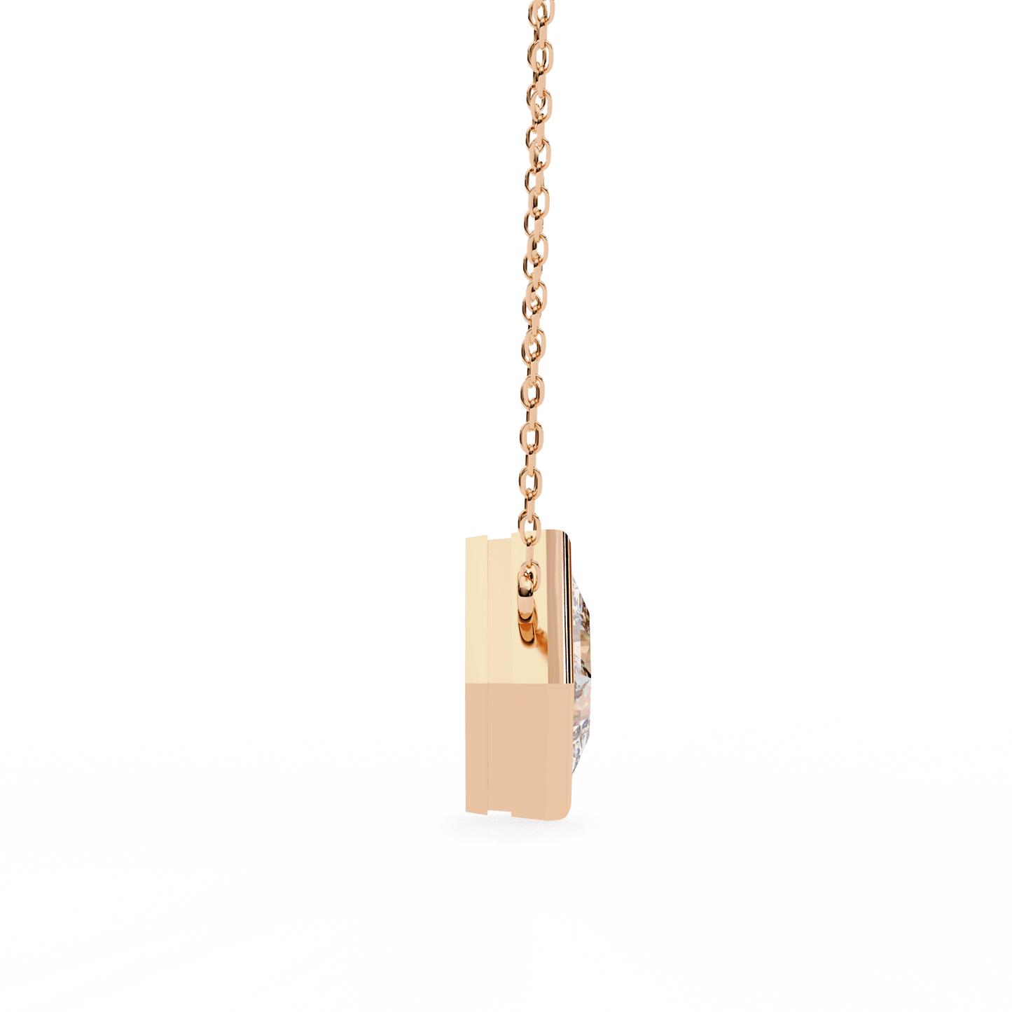 Kelly – Bezel Set Princess-Cut Diamond Solitaire Necklace