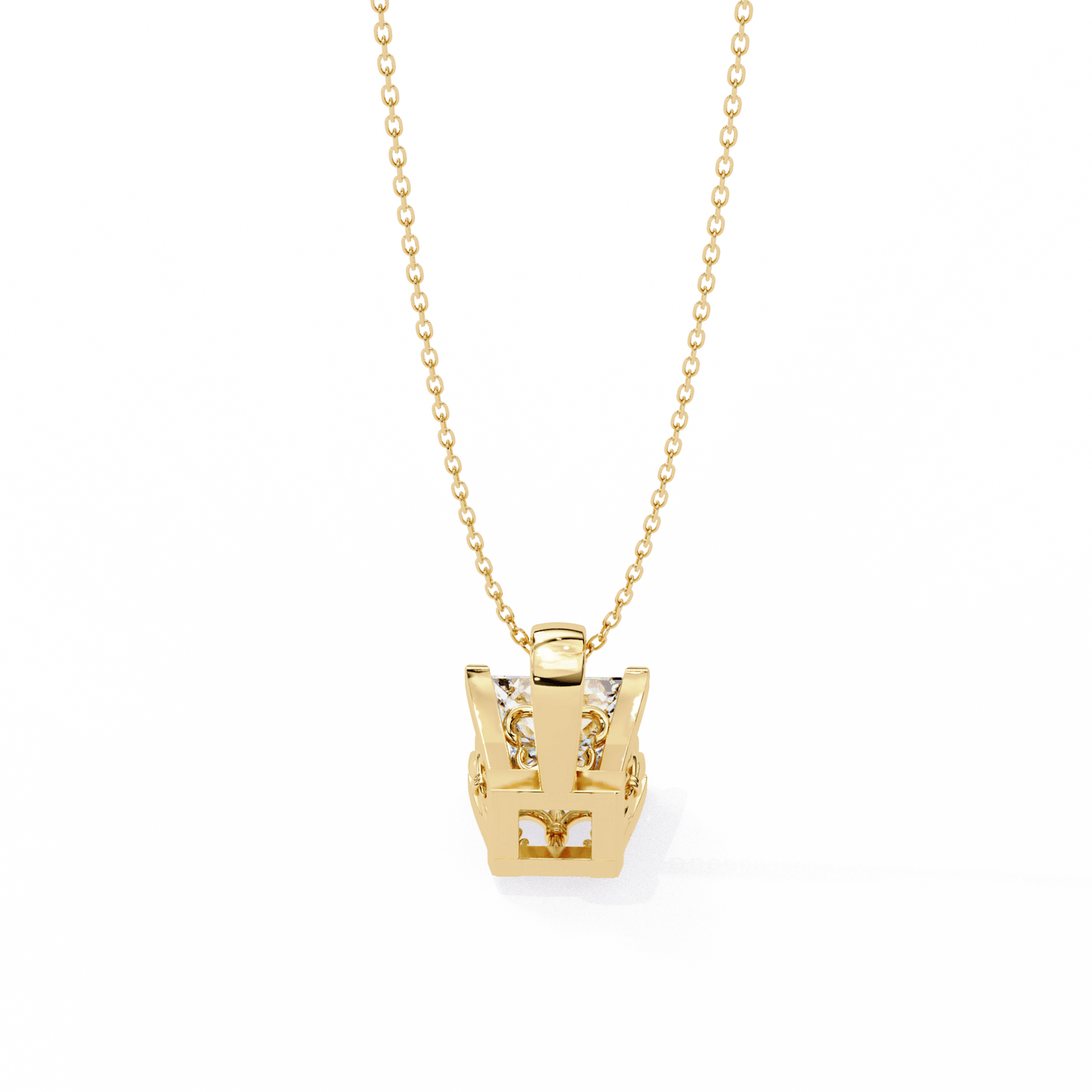 Krista – Princess-Cut Solitaire Pendant with Filigree Basket