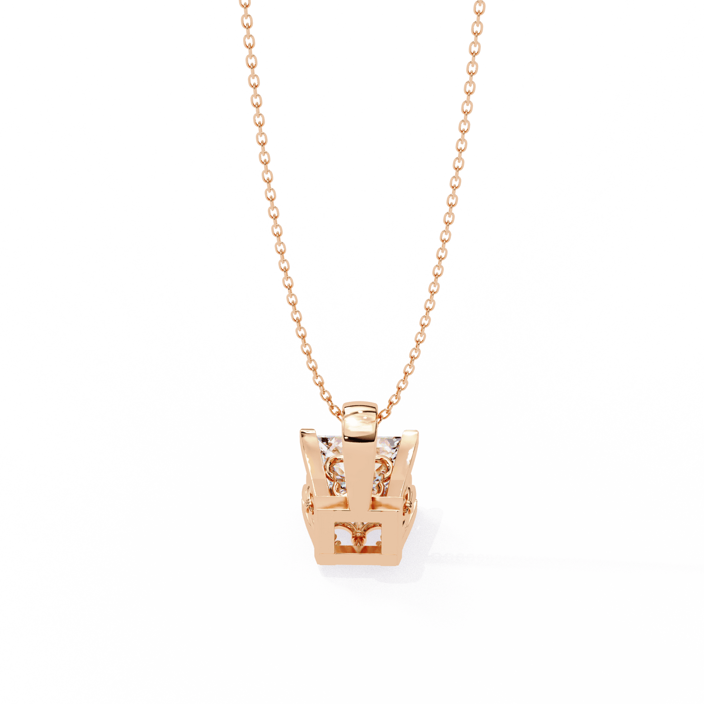 Krista – Princess-Cut Solitaire Pendant with Filigree Basket