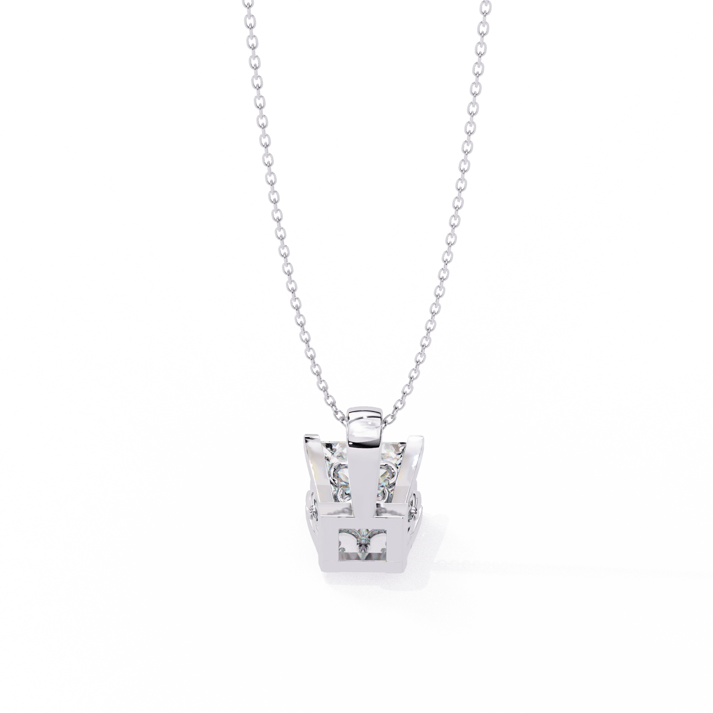 Krista – Princess-Cut Solitaire Pendant with Filigree Basket