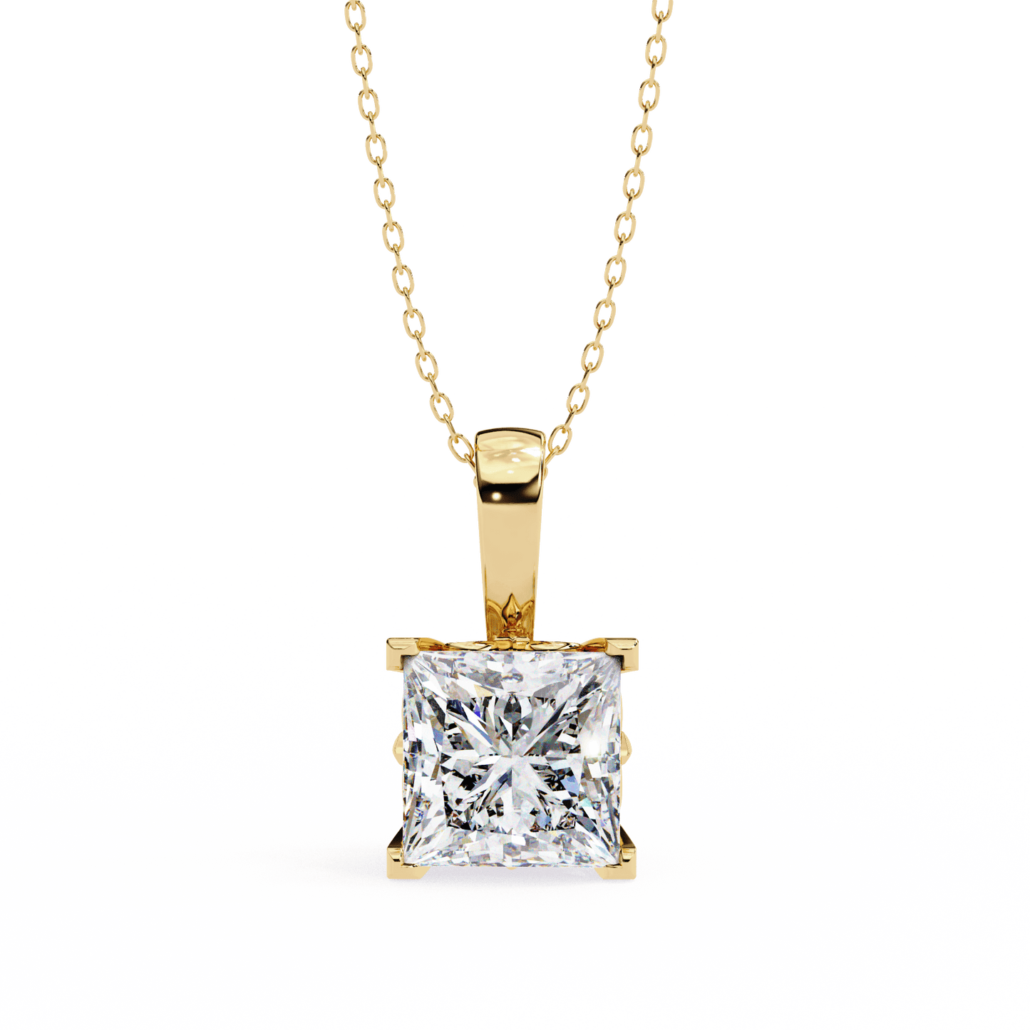 Krista – Princess-Cut Solitaire Pendant with Filigree Basket