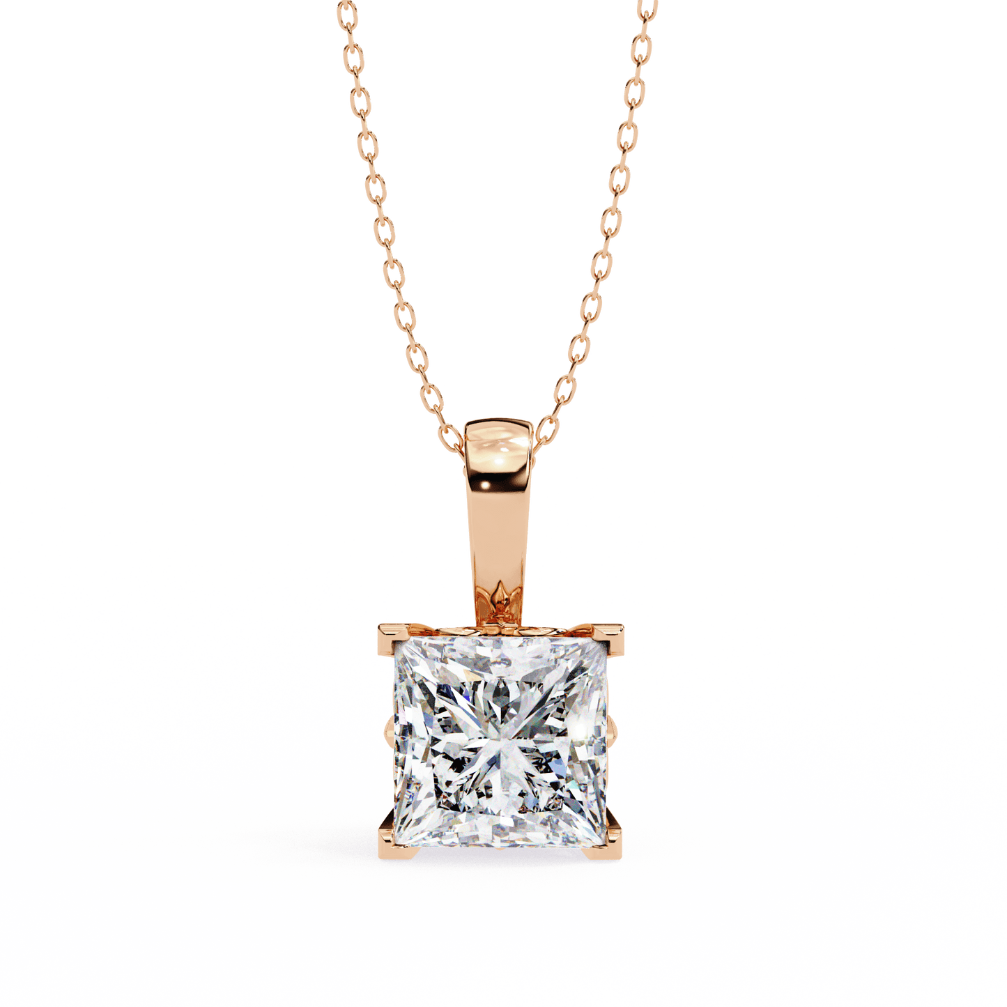 Krista – Princess-Cut Solitaire Pendant with Filigree Basket