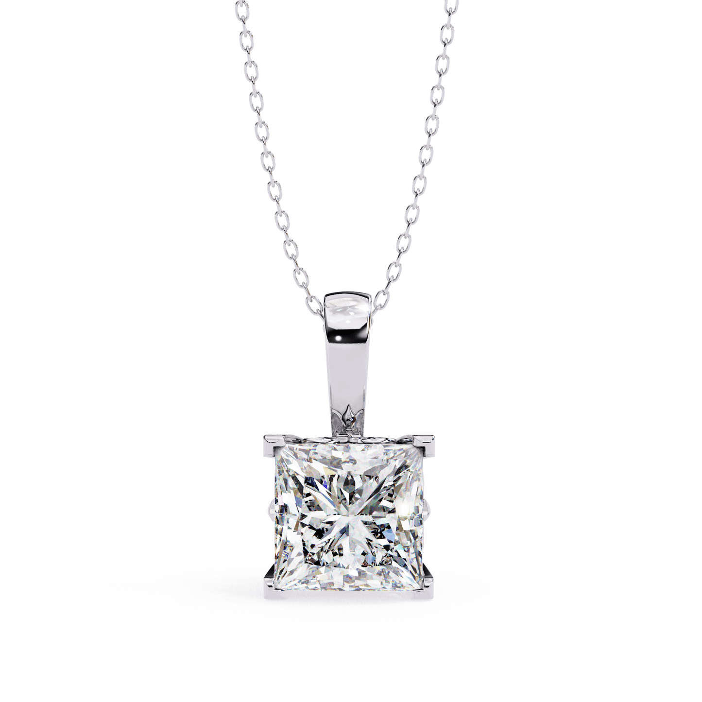 Krista – Princess-Cut Solitaire Pendant with Filigree Basket