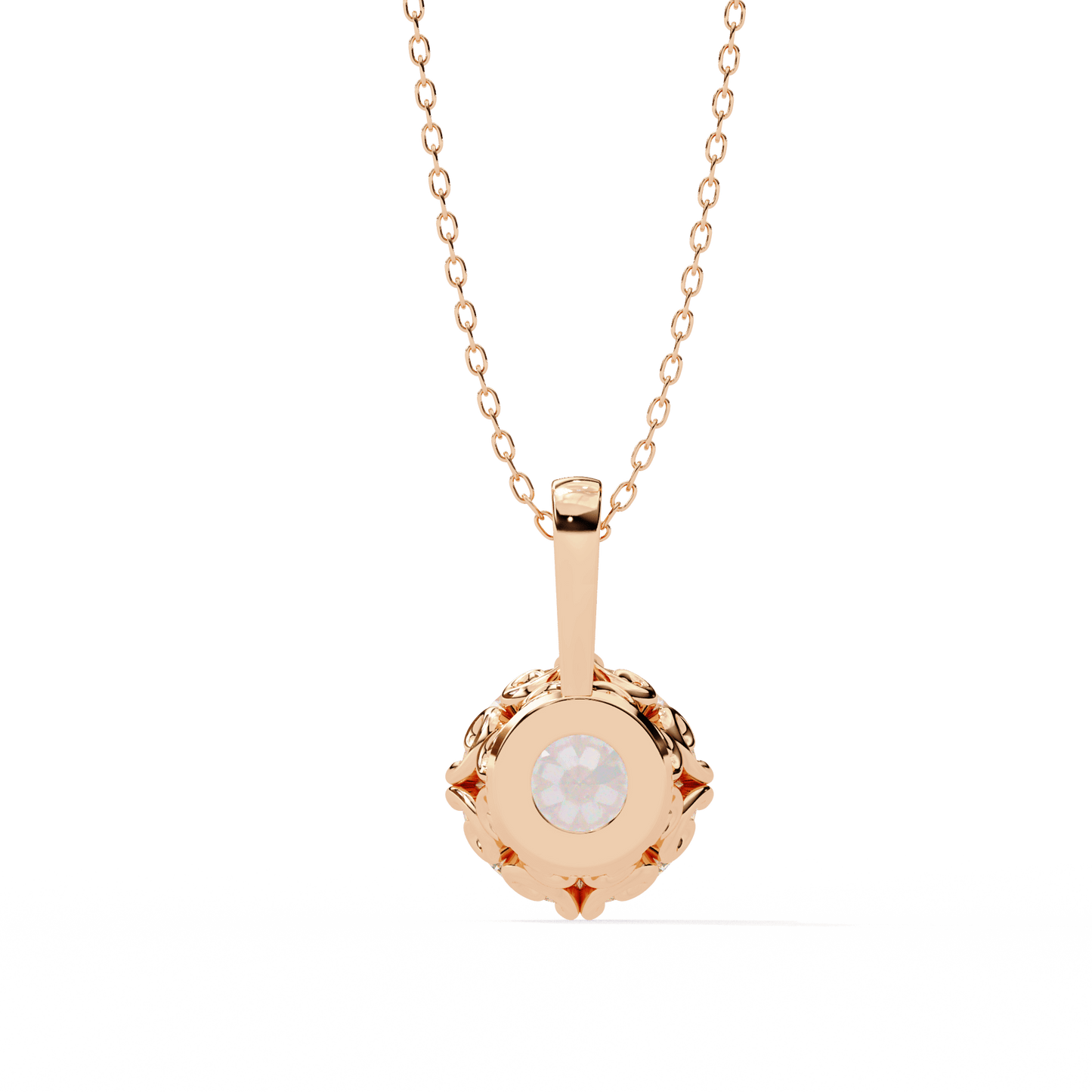 Laurie — Round Solitaire Diamond Pendant with Filigree Basket