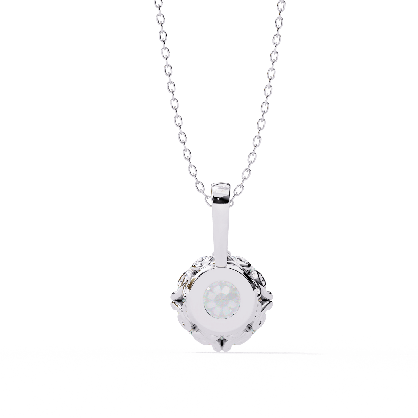 Laurie — Round Solitaire Diamond Pendant with Filigree Basket
