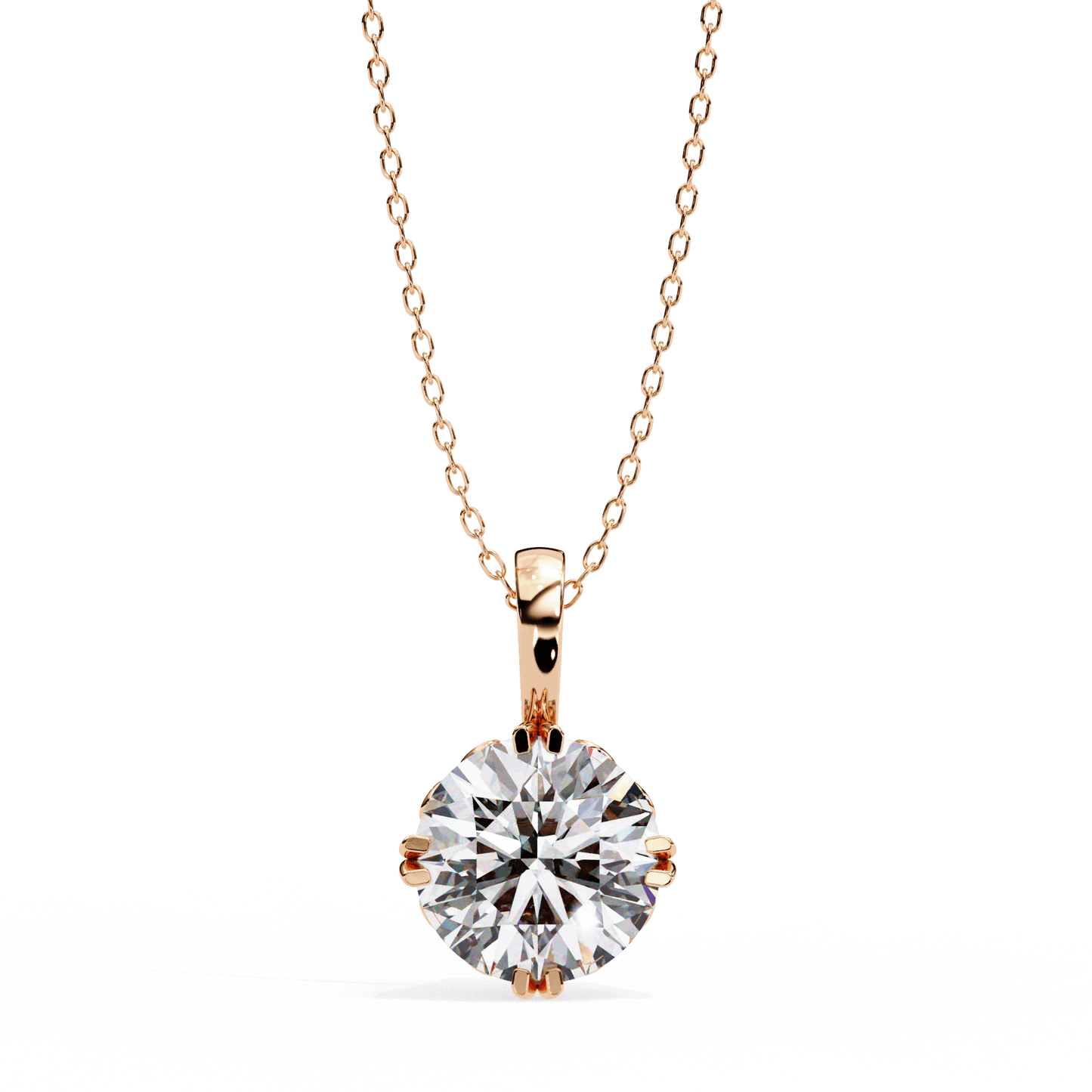 Laurie — Round Solitaire Diamond Pendant with Filigree Basket
