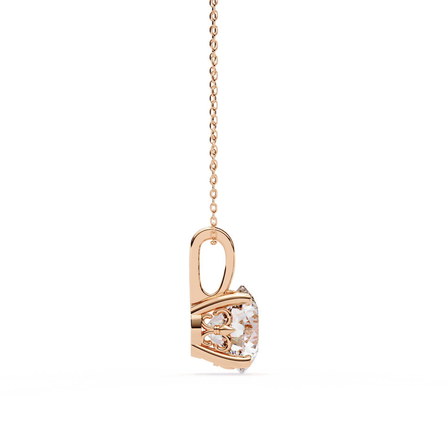 Cindy– Cushion-Cut Solitaire Diamond Pendant with Filigree Basket