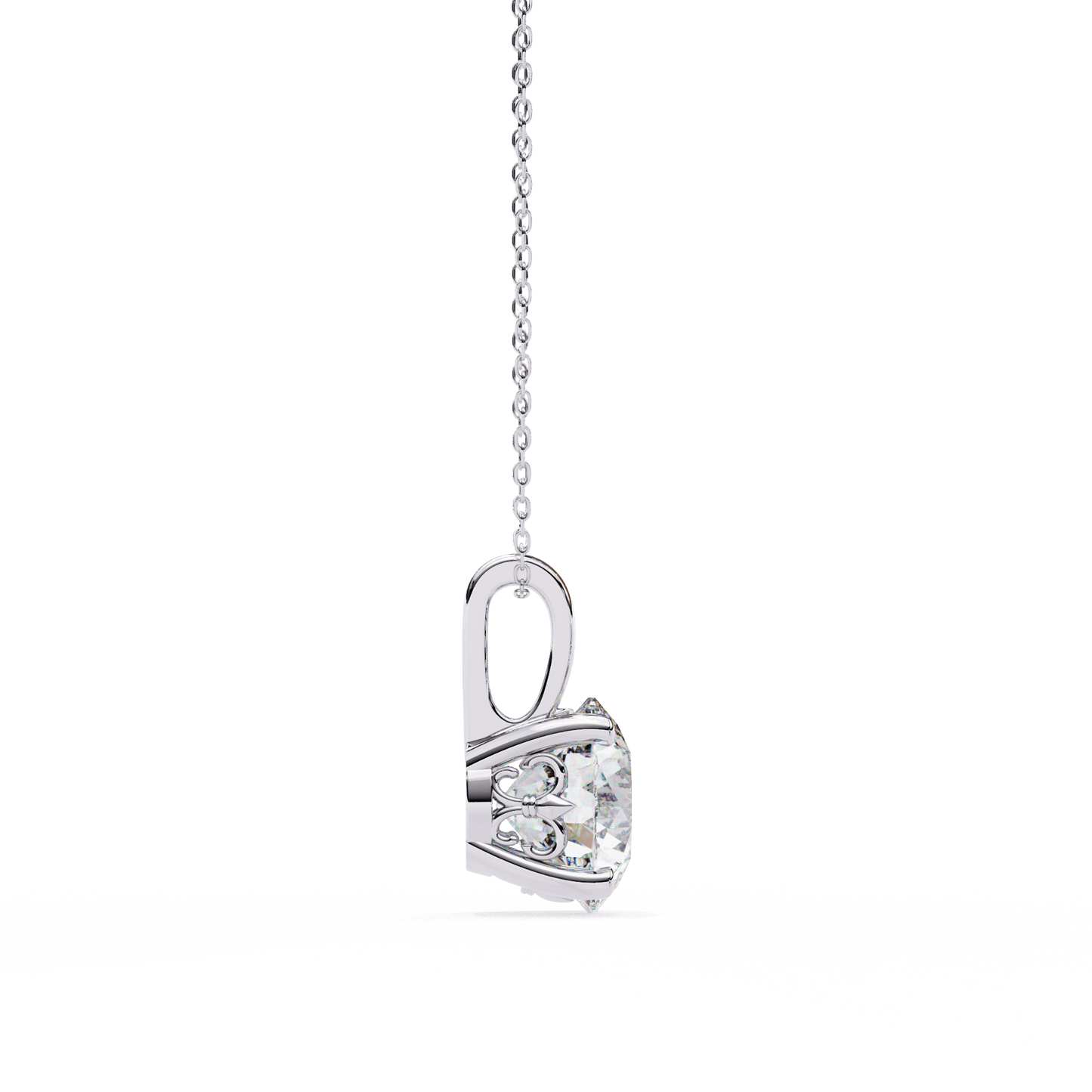 Cindy– Cushion-Cut Solitaire Diamond Pendant with Filigree Basket