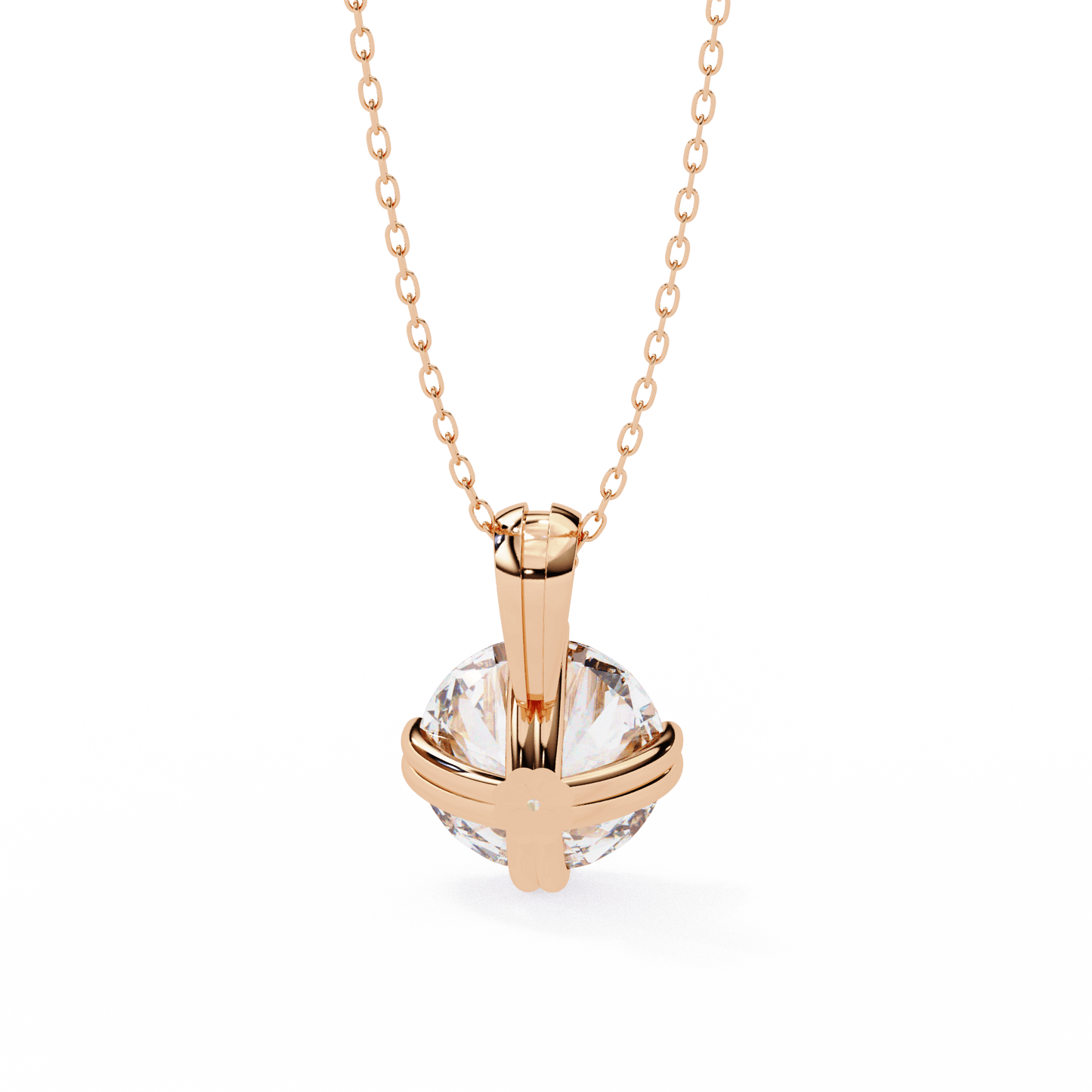 Donna – Round Solitaire Pendant in Compass Double Prong Setting