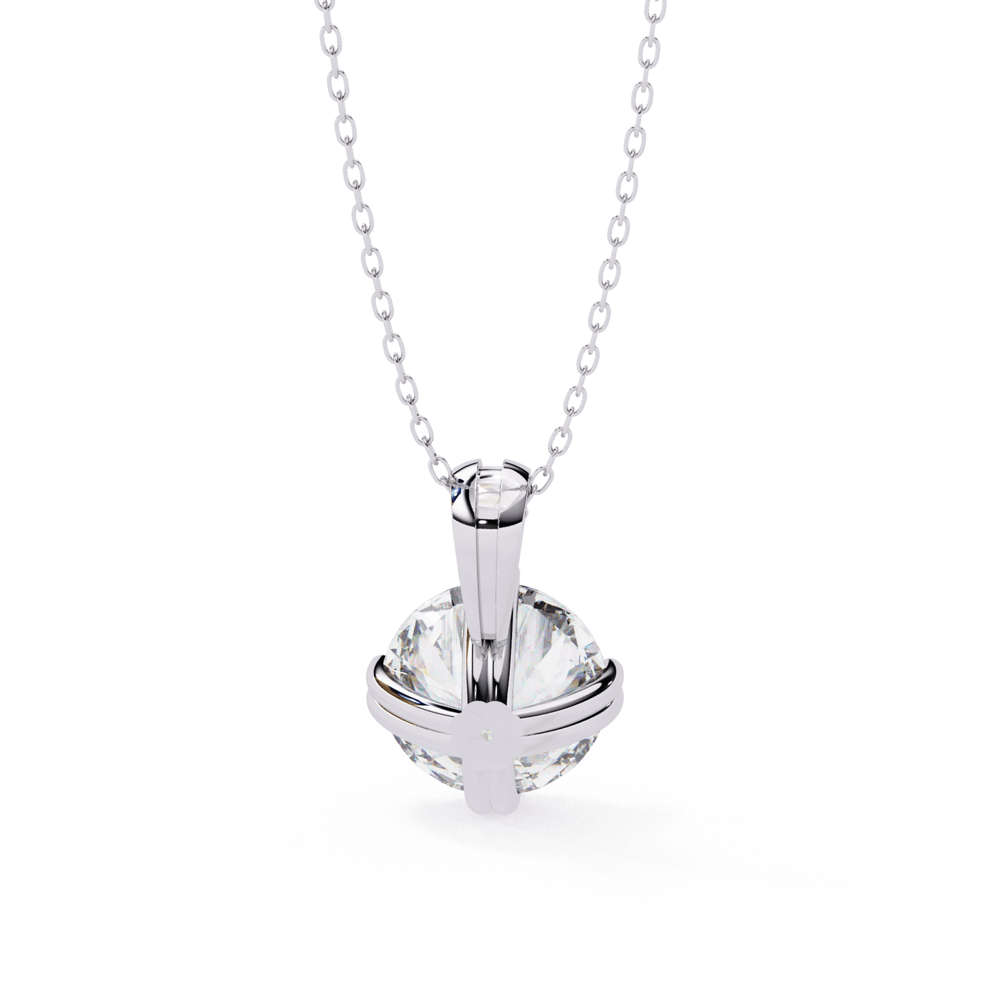 Donna – Round Solitaire Pendant in Compass Double Prong Setting
