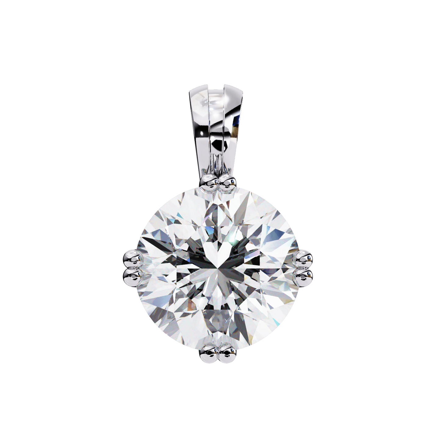 Donna – Round Solitaire Pendant in Compass Double Prong Setting