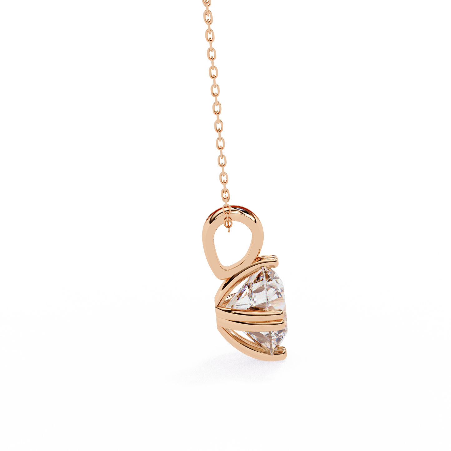 Donna – Round Solitaire Pendant in Compass Double Prong Setting